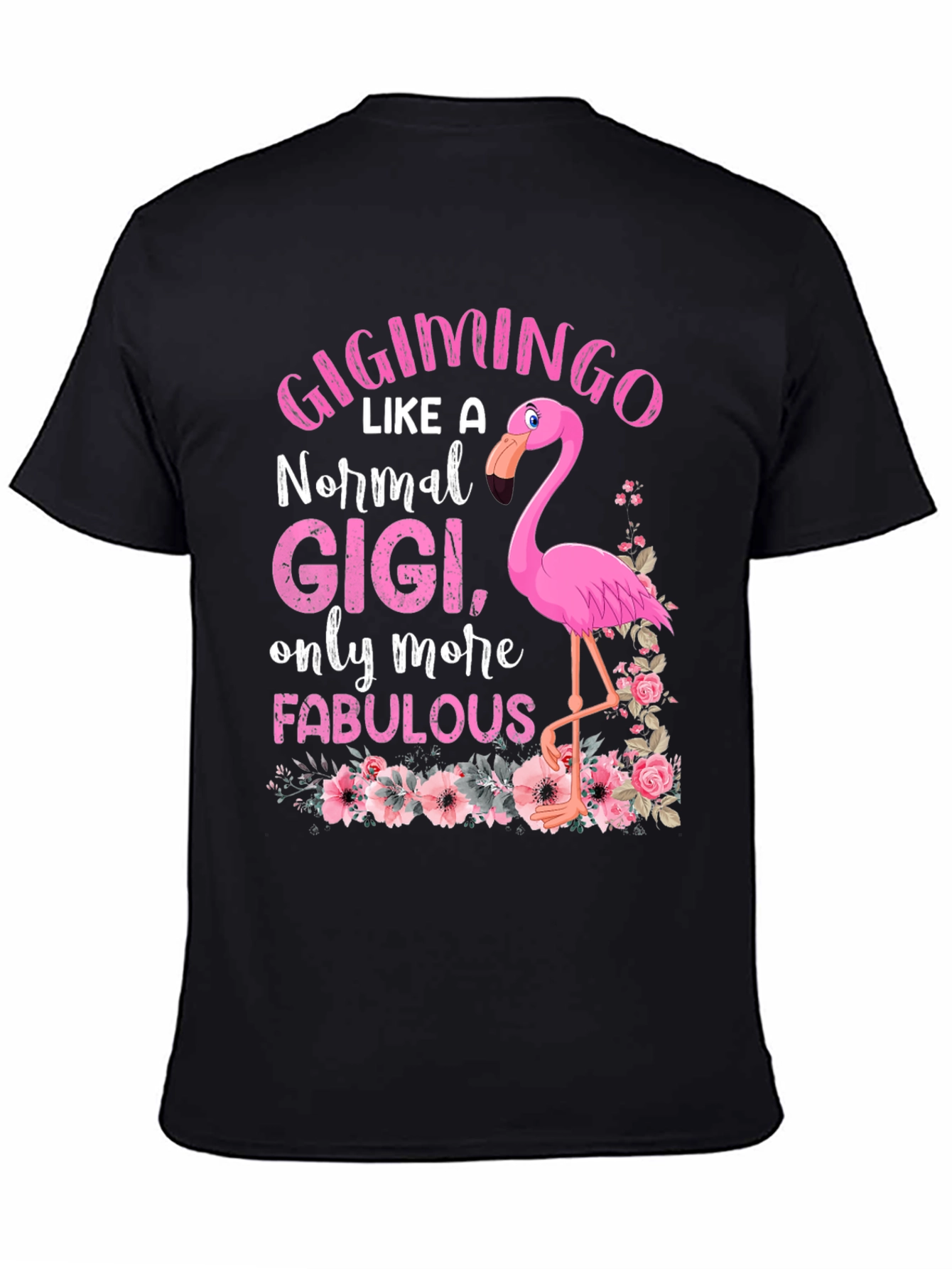 Black GigiMingo T-Shirt: Fabulous Flamingo Gigi view 4