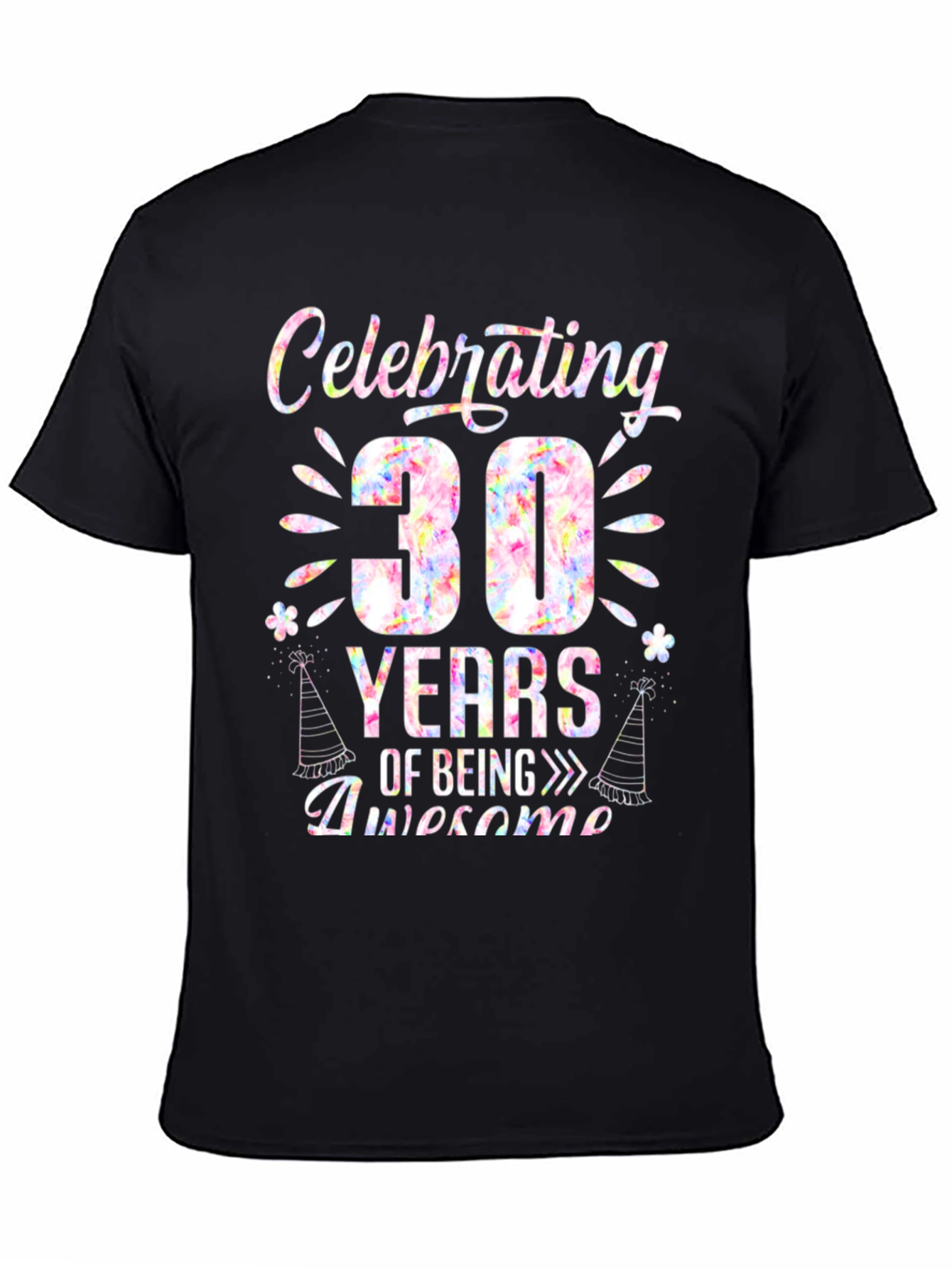Black Celebrating 30 Years Awesome Birthday T-Shirt view 4
