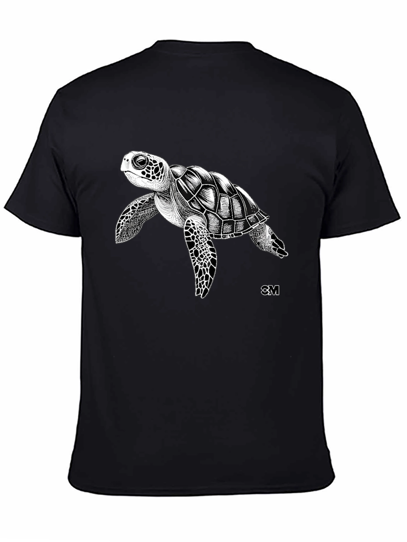 Black Sea Turtle Graphic Tee - Men's Black T-Shirt view 4
