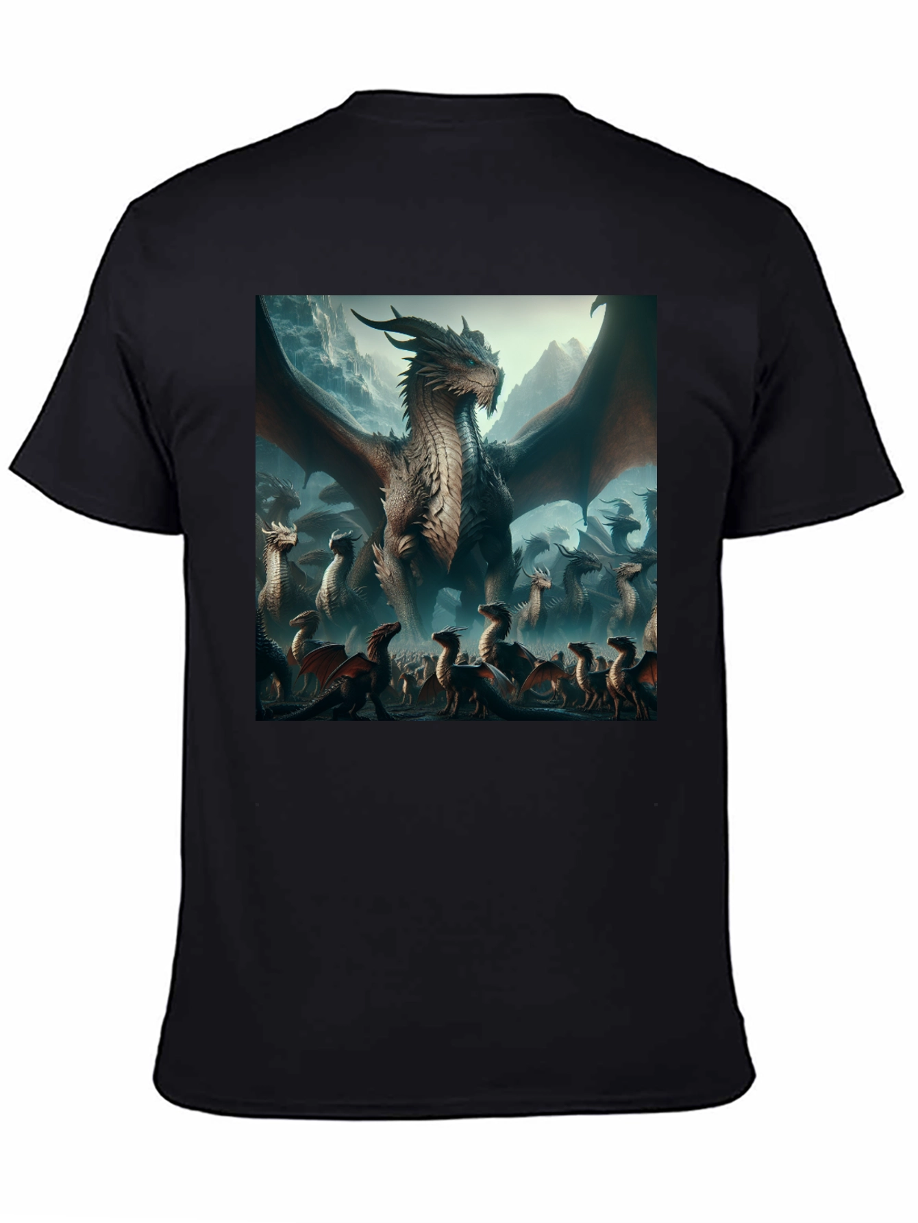 Black Dragon T-Shirt - Fantasy Art Graphic Tee view 4