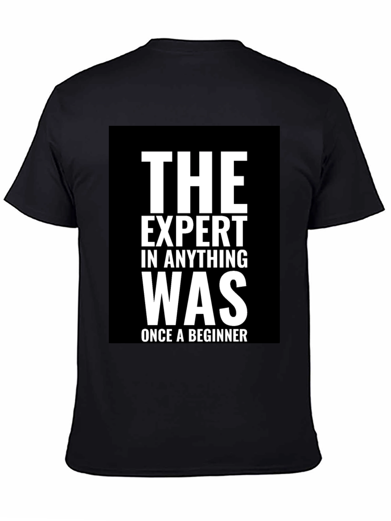 Black Expert Beginner T-Shirt - Motivational Black Tee view 4