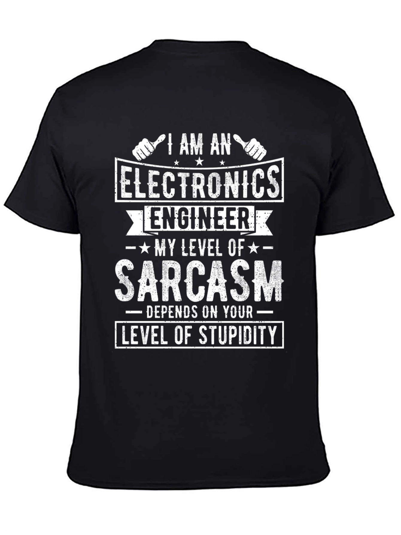 Black Electronics Engineer Sarcasm T-Shirt view 4