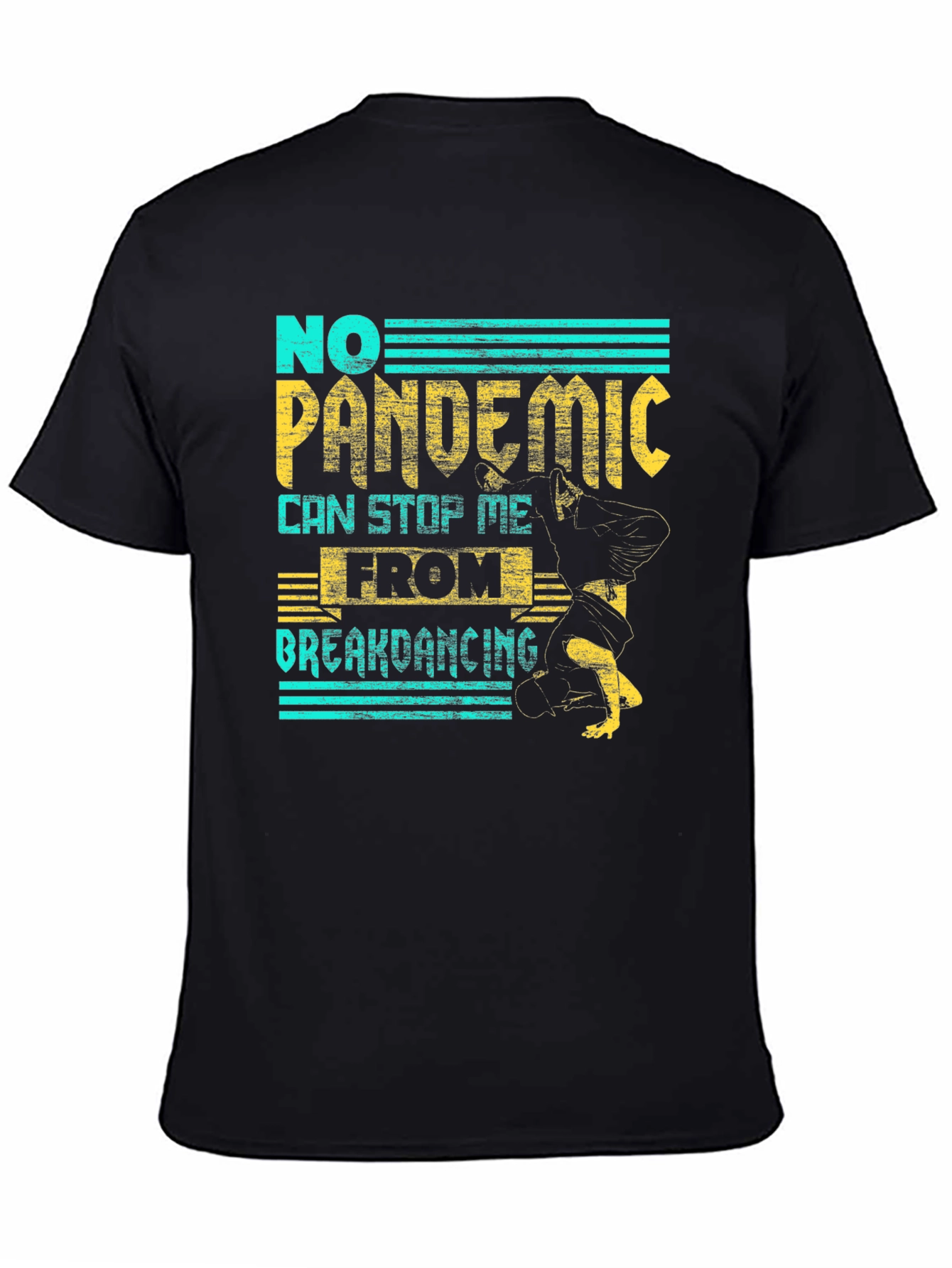 Black No Pandemic Breakdancing Graphic Tee view 4