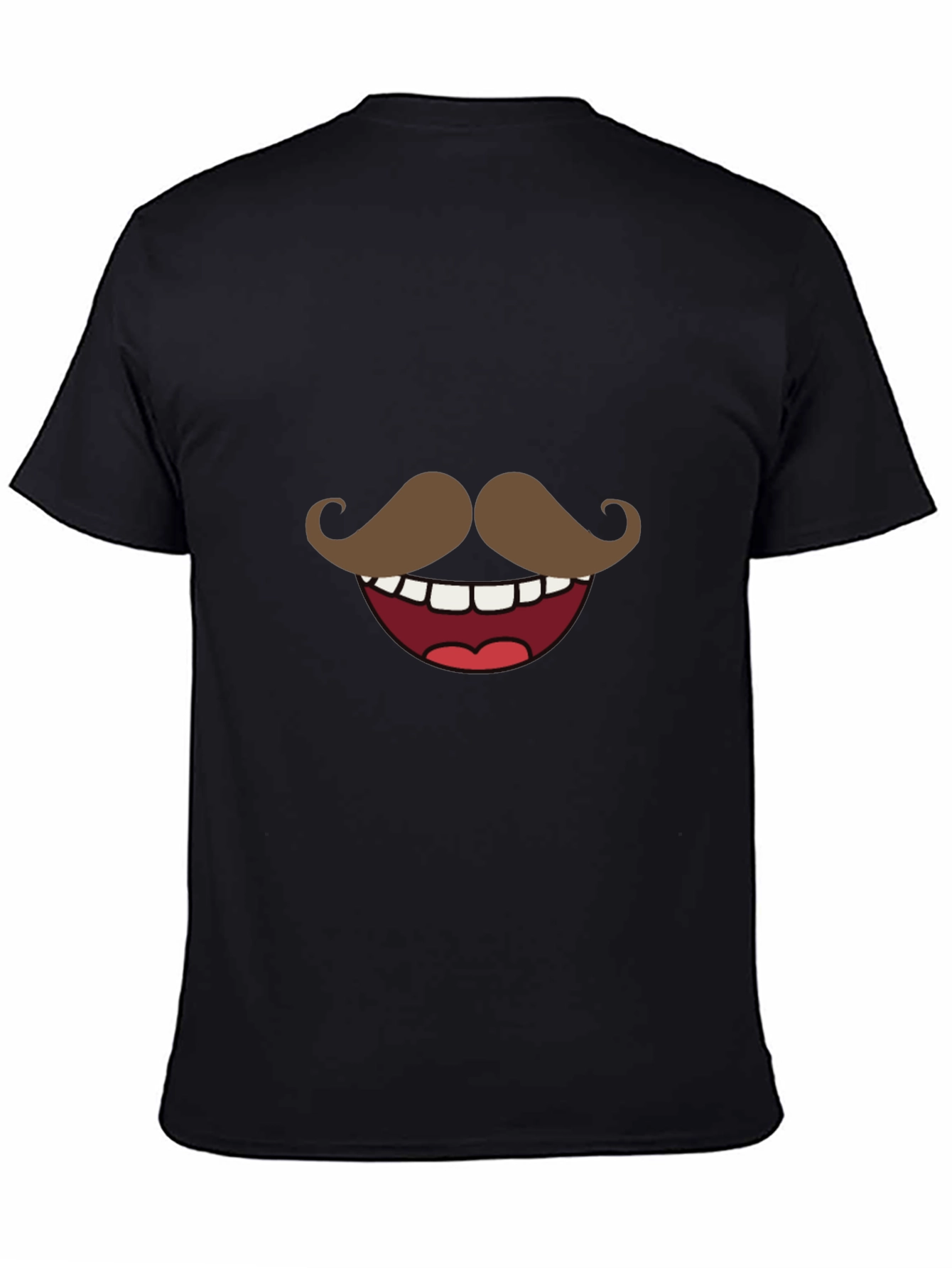 Black Funny Mustache Smile Graphic Tee - Black view 4