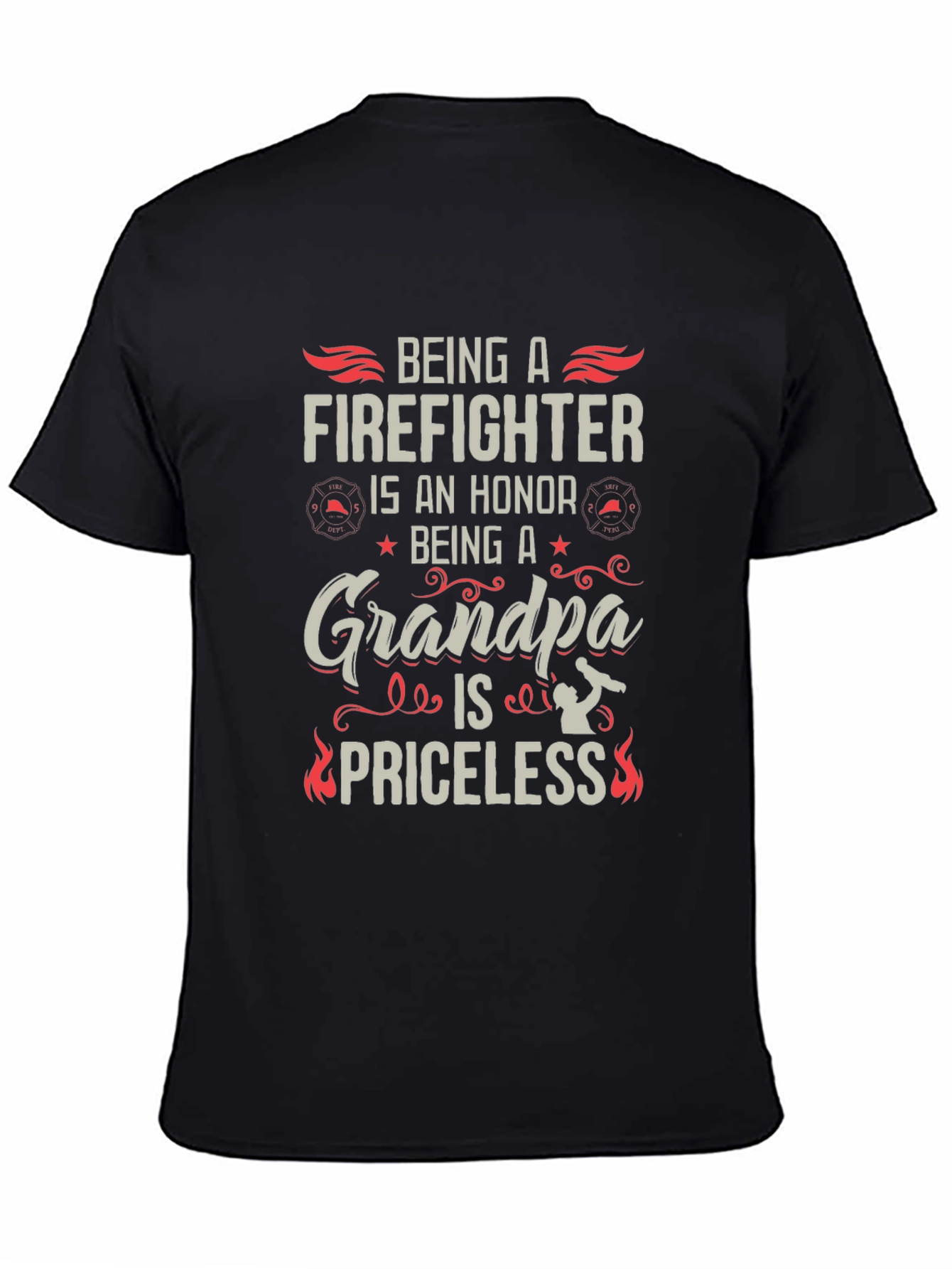 Black Firefighter Grandpa T-Shirt - Honor Priceless view 4