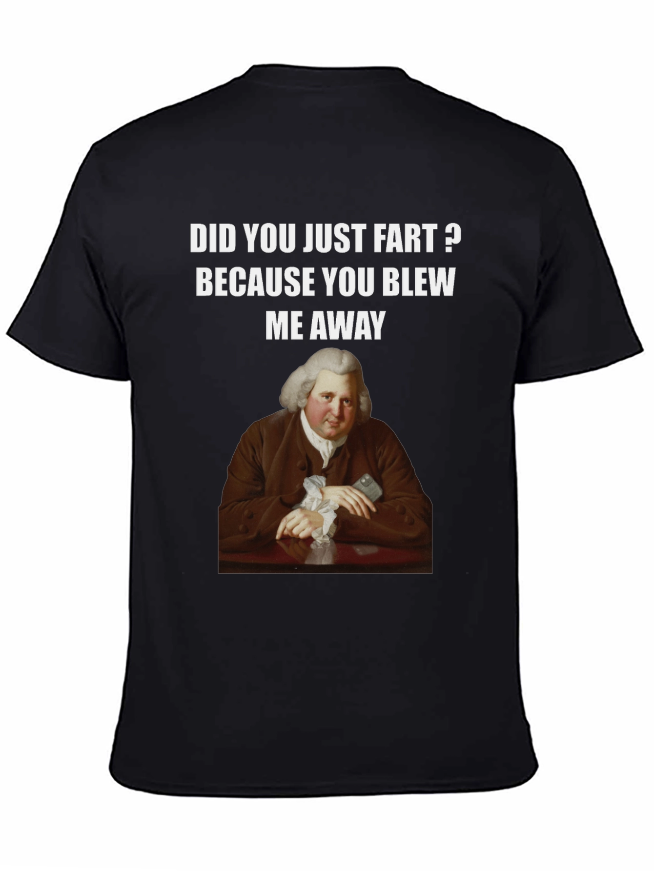 Black Humorous Fart T-Shirt with Classical Art view 4