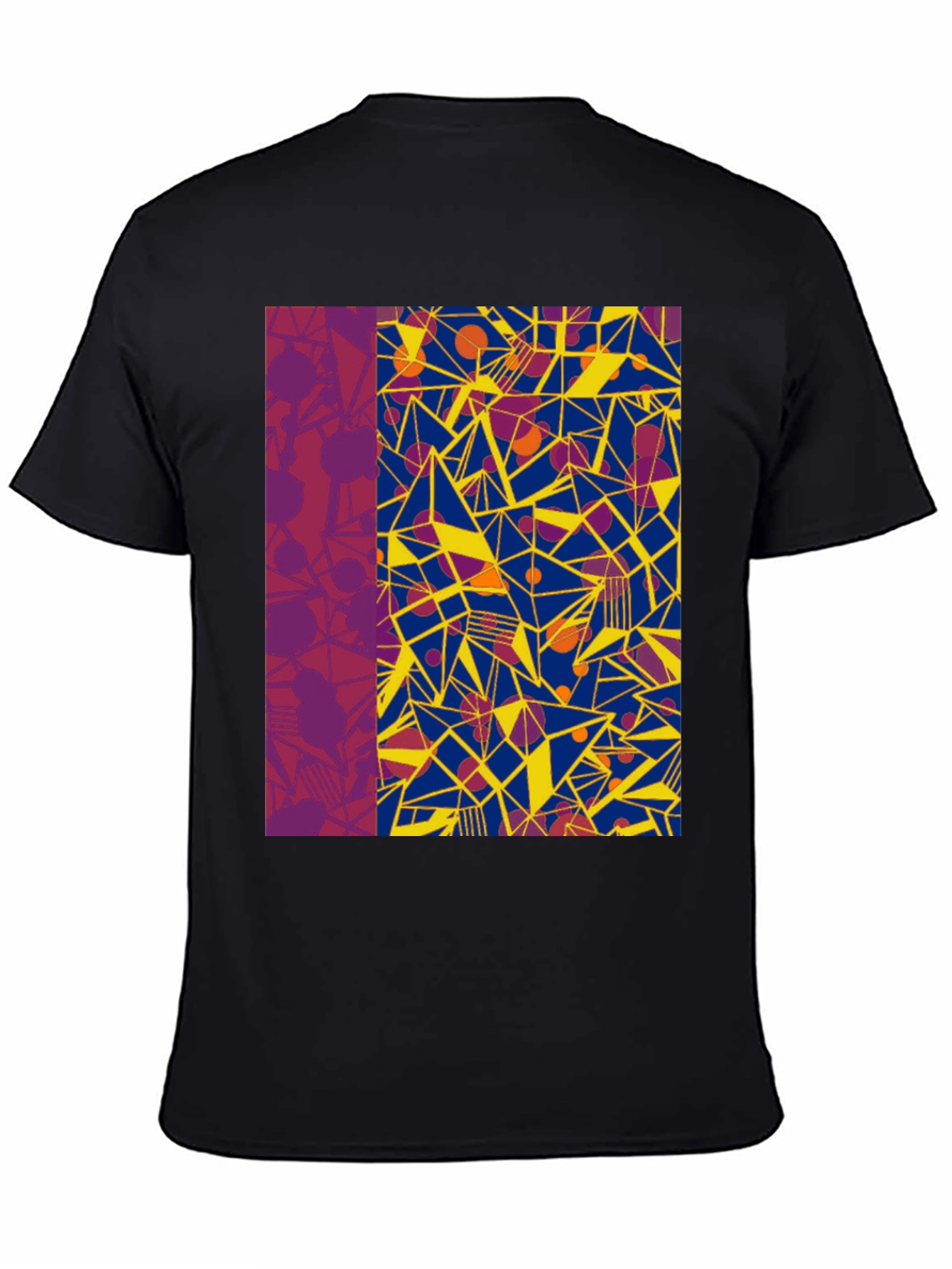 Black Abstract Geometric Print Black T-Shirt view 4