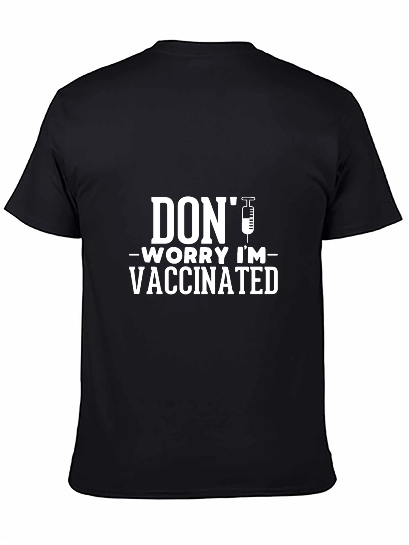 Black Don't Worry I'm Vaccinated T-Shirt -  Black view 4