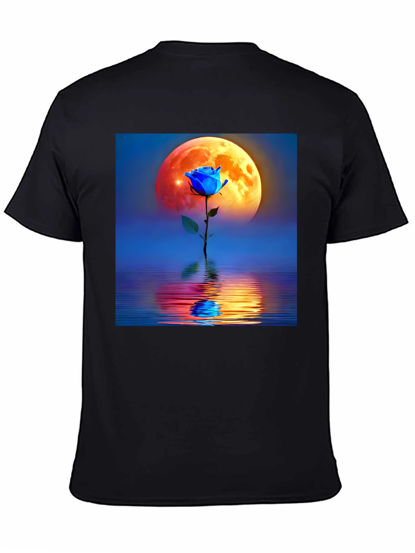 Black Blue Rose Moon Graphic Tee view 4