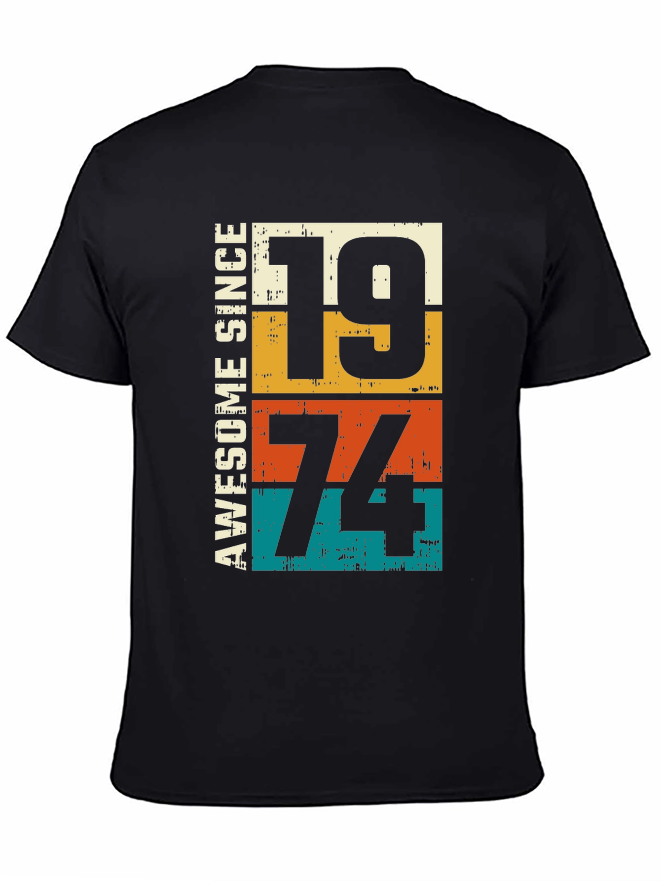 Black Awesome Since 1974 Birthday Graphic T-Shirt view 4