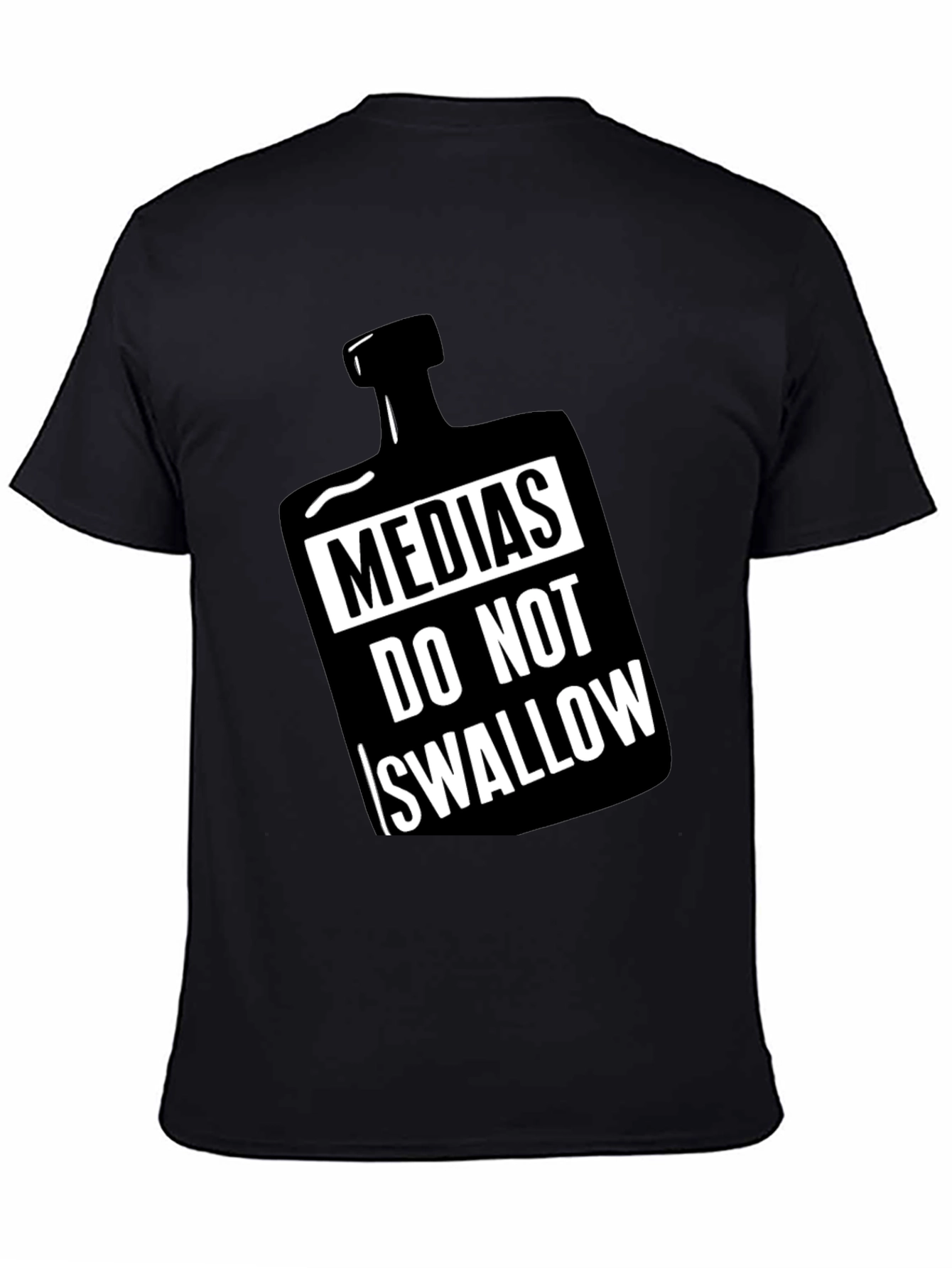 Black Medias Do Not Swallow Graphic Black T-Shirt view 4
