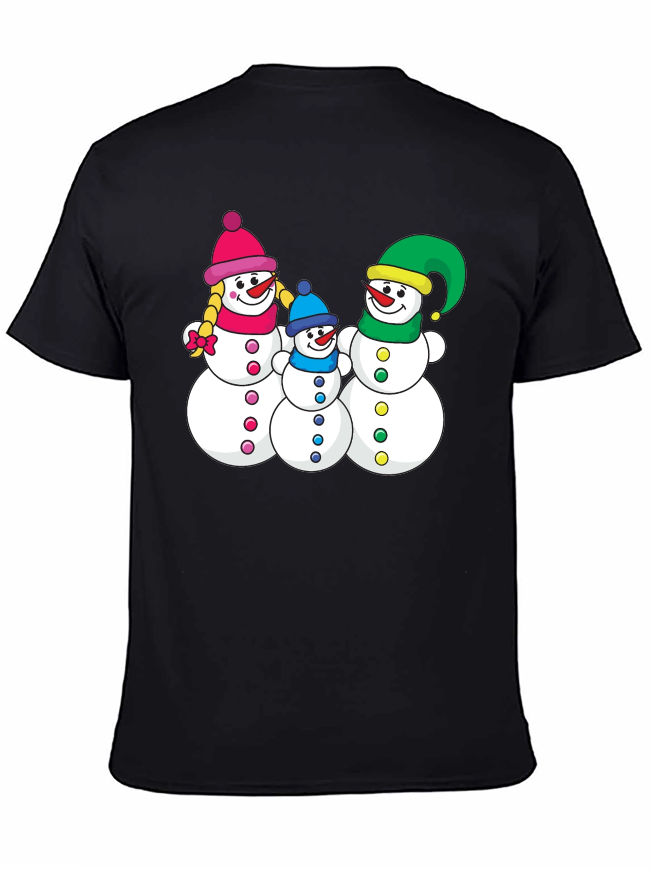 Black Snowman Family Graphic Tee - Holiday Shirt view 4