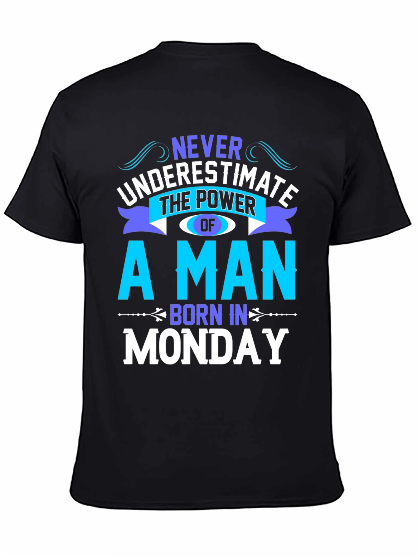 Black Born on Monday Graphic T-Shirt view 4