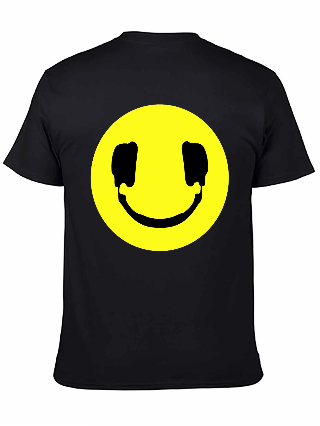 Black Smiley Face Graphic Black T-Shirt view 4
