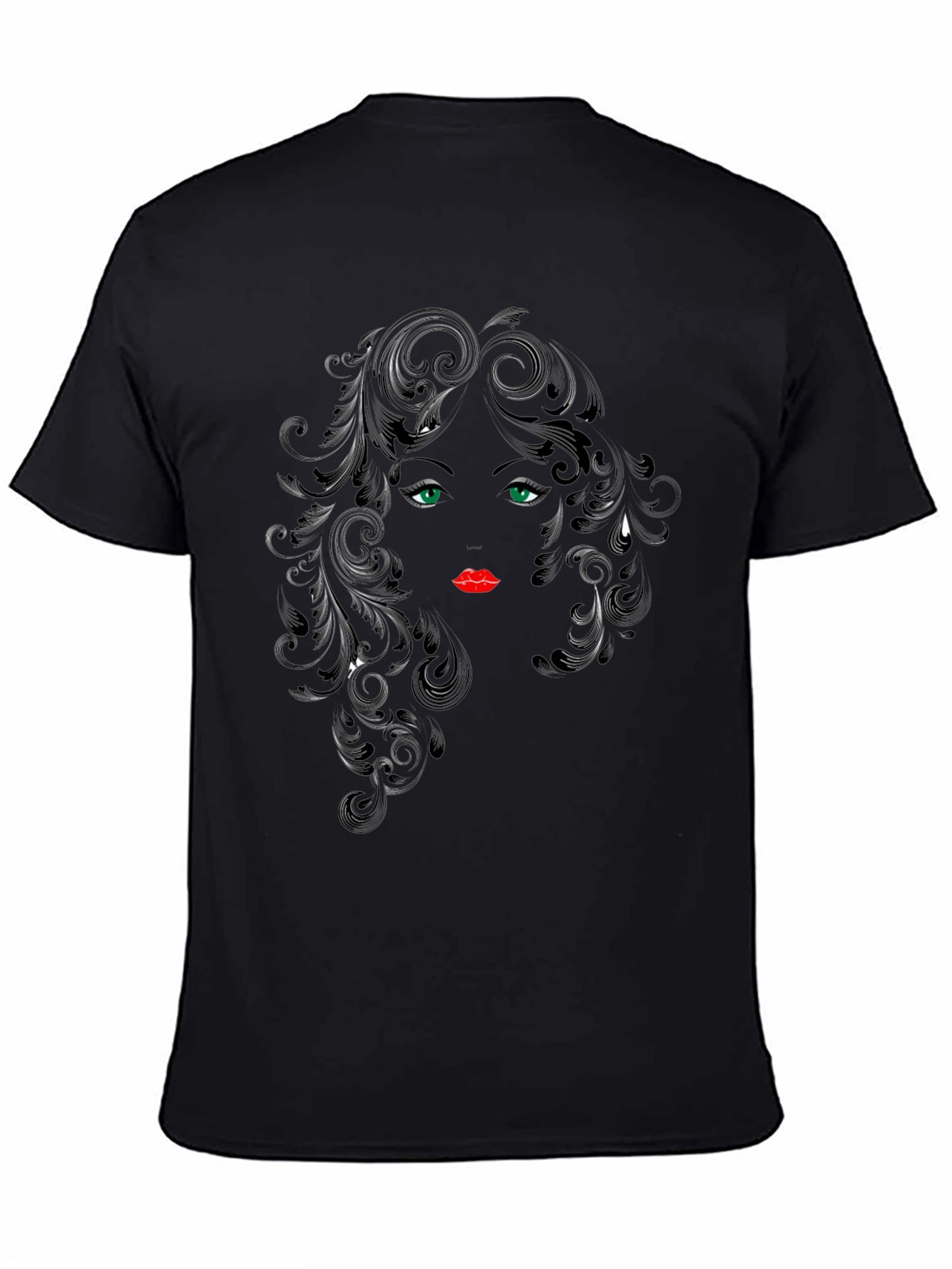 Black Elegant Woman Face Graphic Black T-Shirt view 4
