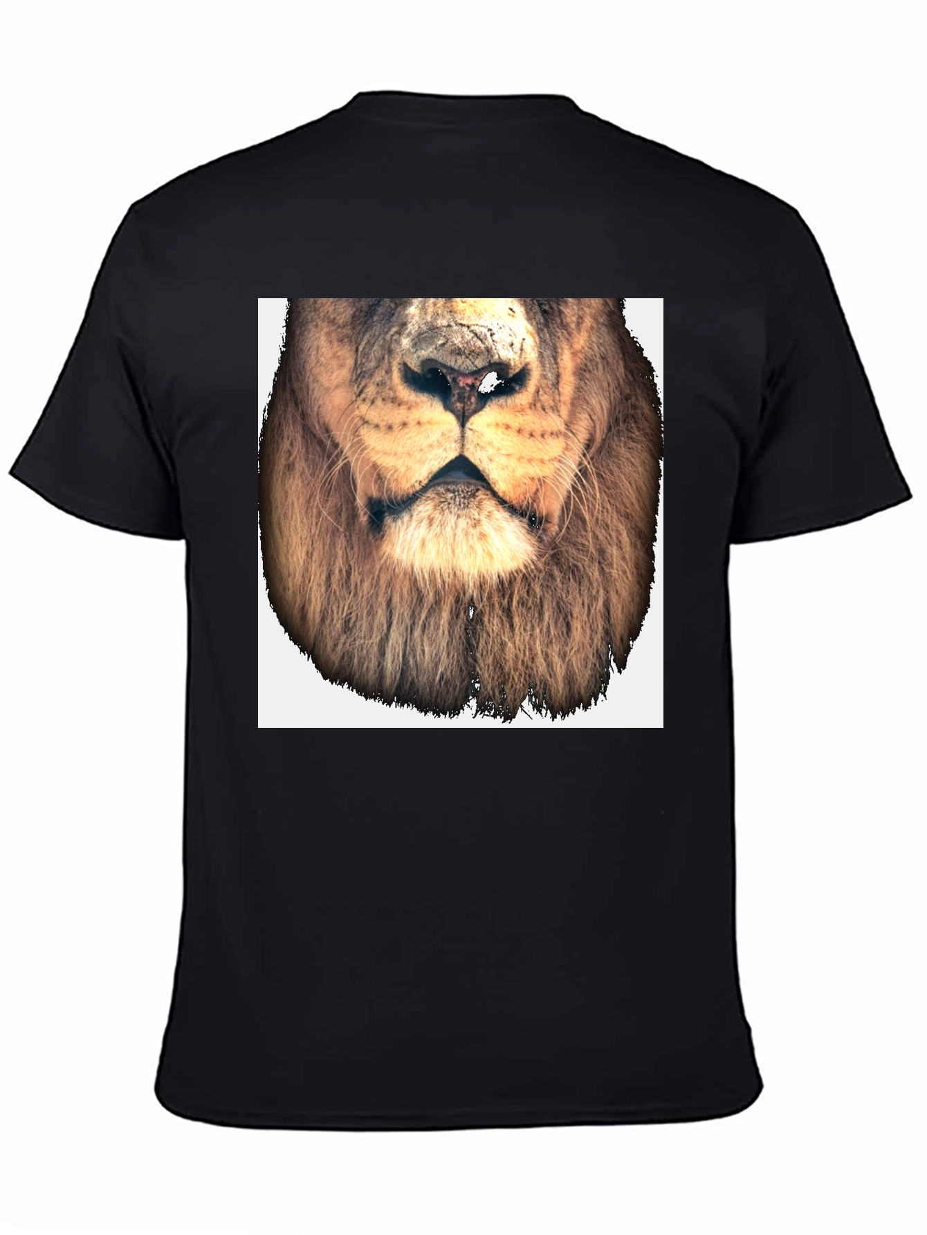 Black Lion Face Graphic Tee - Black Cotton T-Shirt view 4