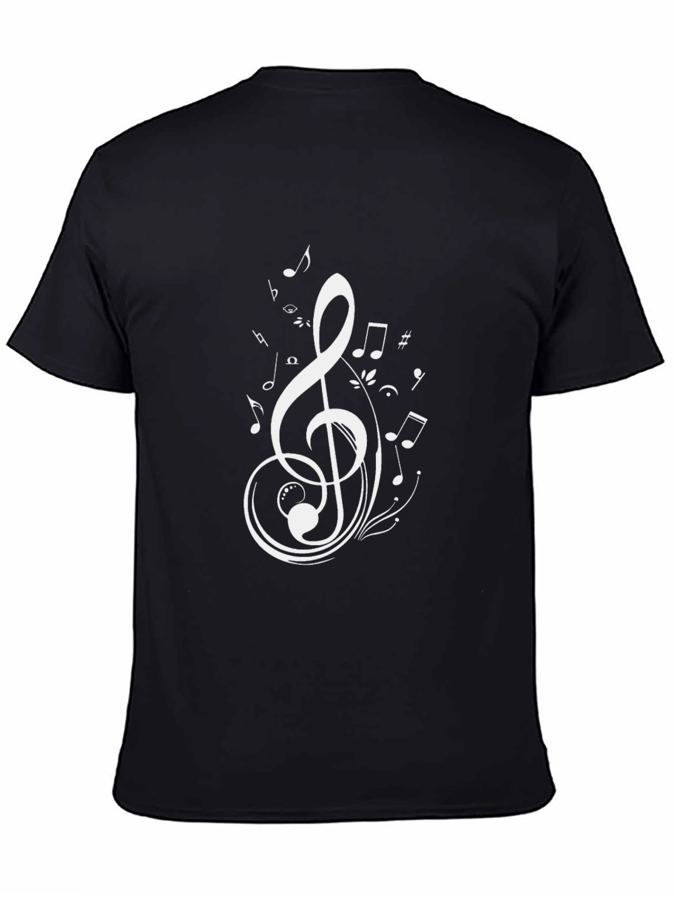 Black Musical Notes Graphic Tee - Classic Black Cotton view 4