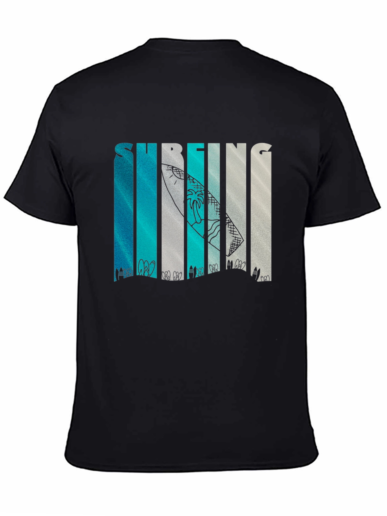 Black Surfing Graphic Print Tee - Black view 4
