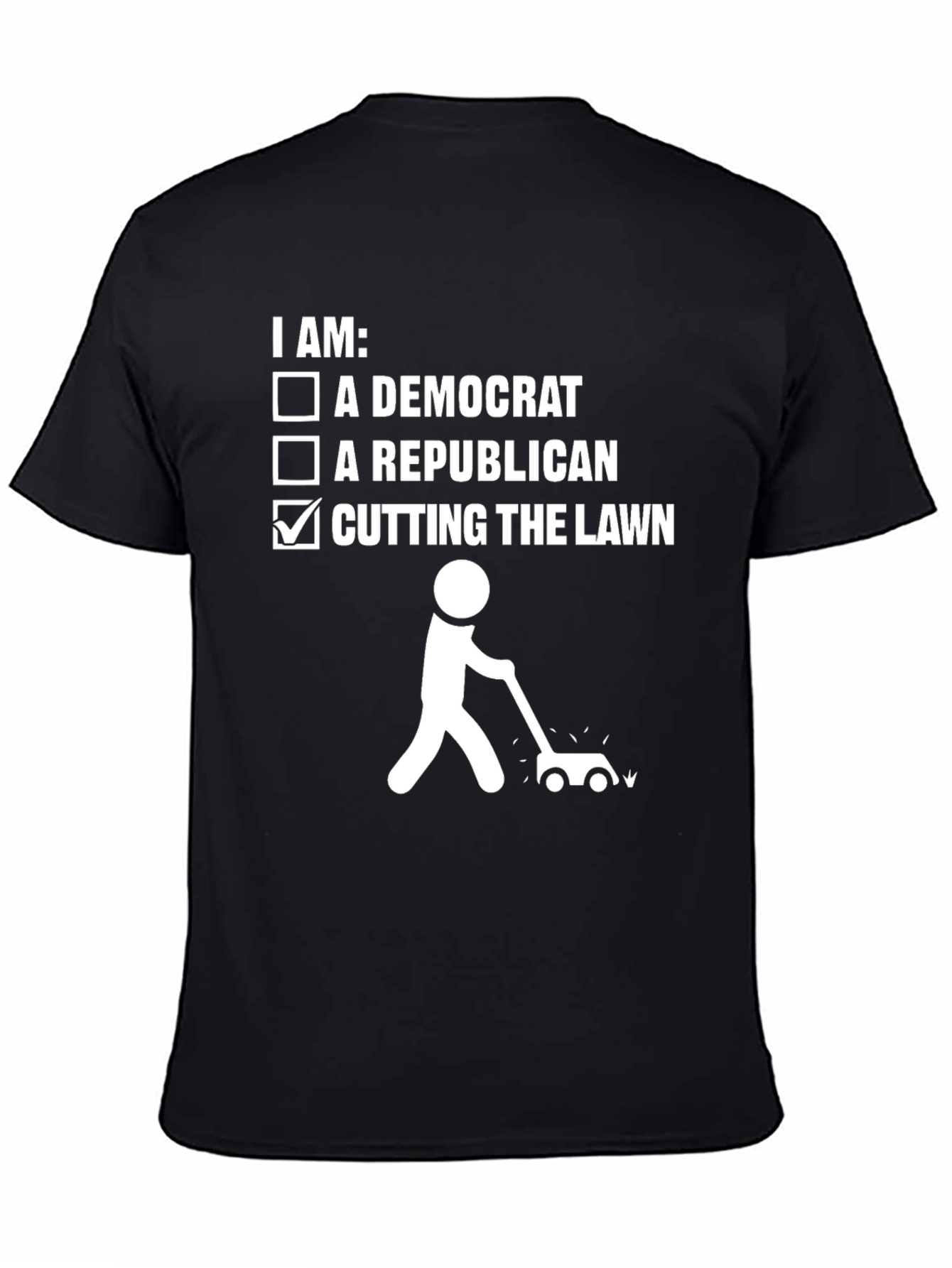 Black Cutting the Lawn Humor T-Shirt view 4