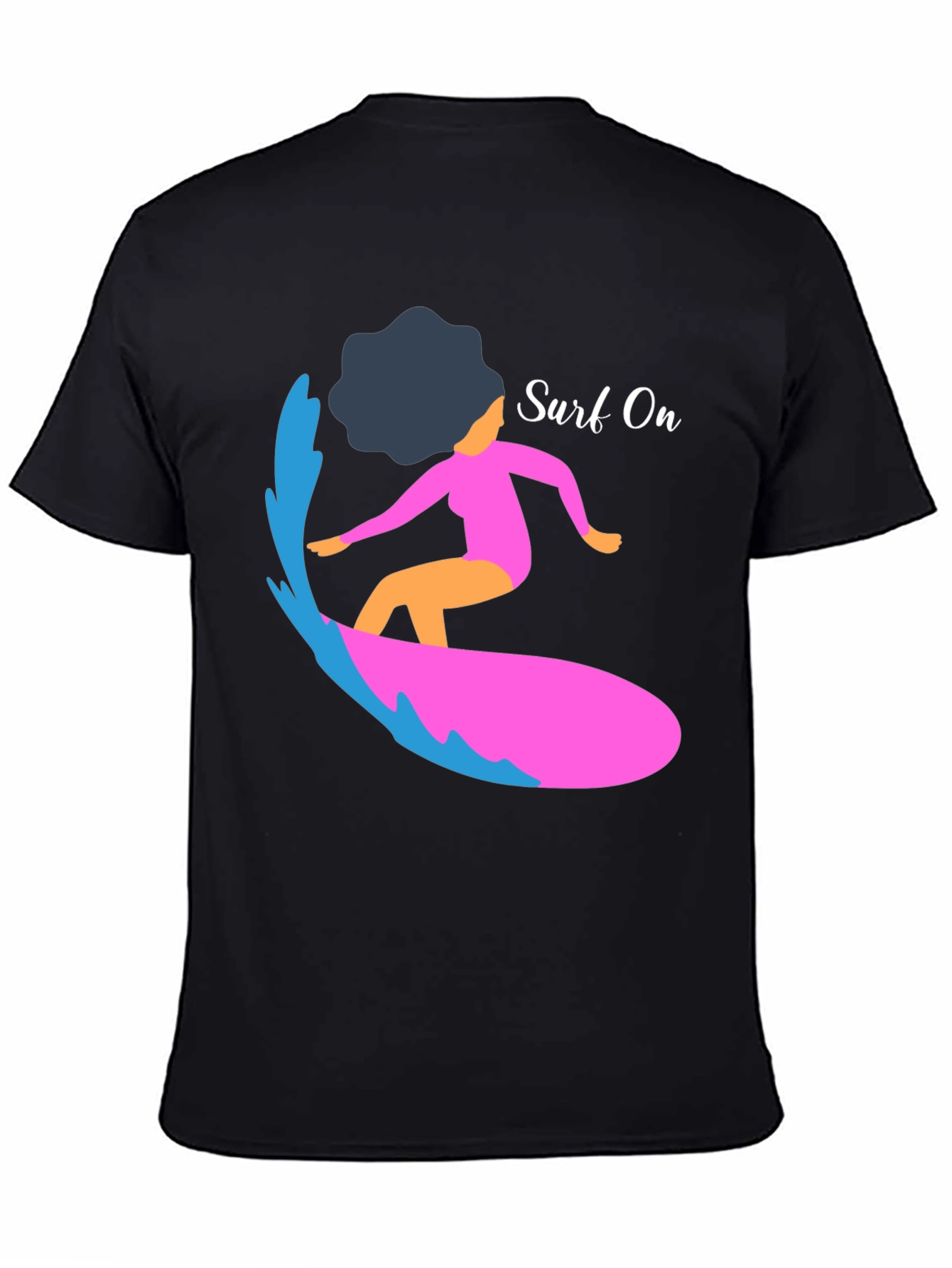 Black Surf On Graphic Tee - Mens Casual Black T-Shirt view 4