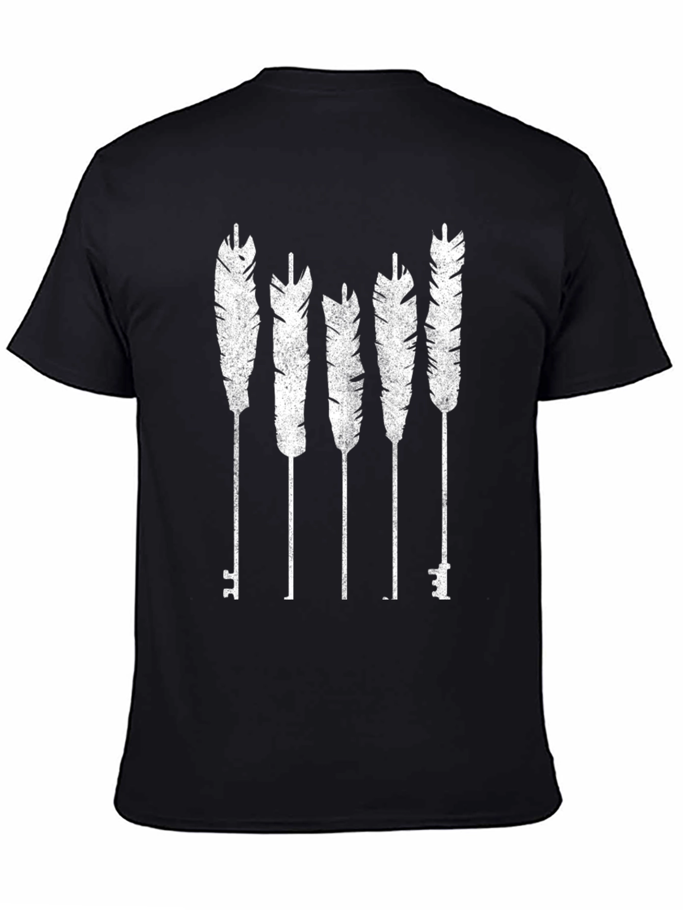 Black Feather Key Graphic Tee - Black Cotton Blend view 4