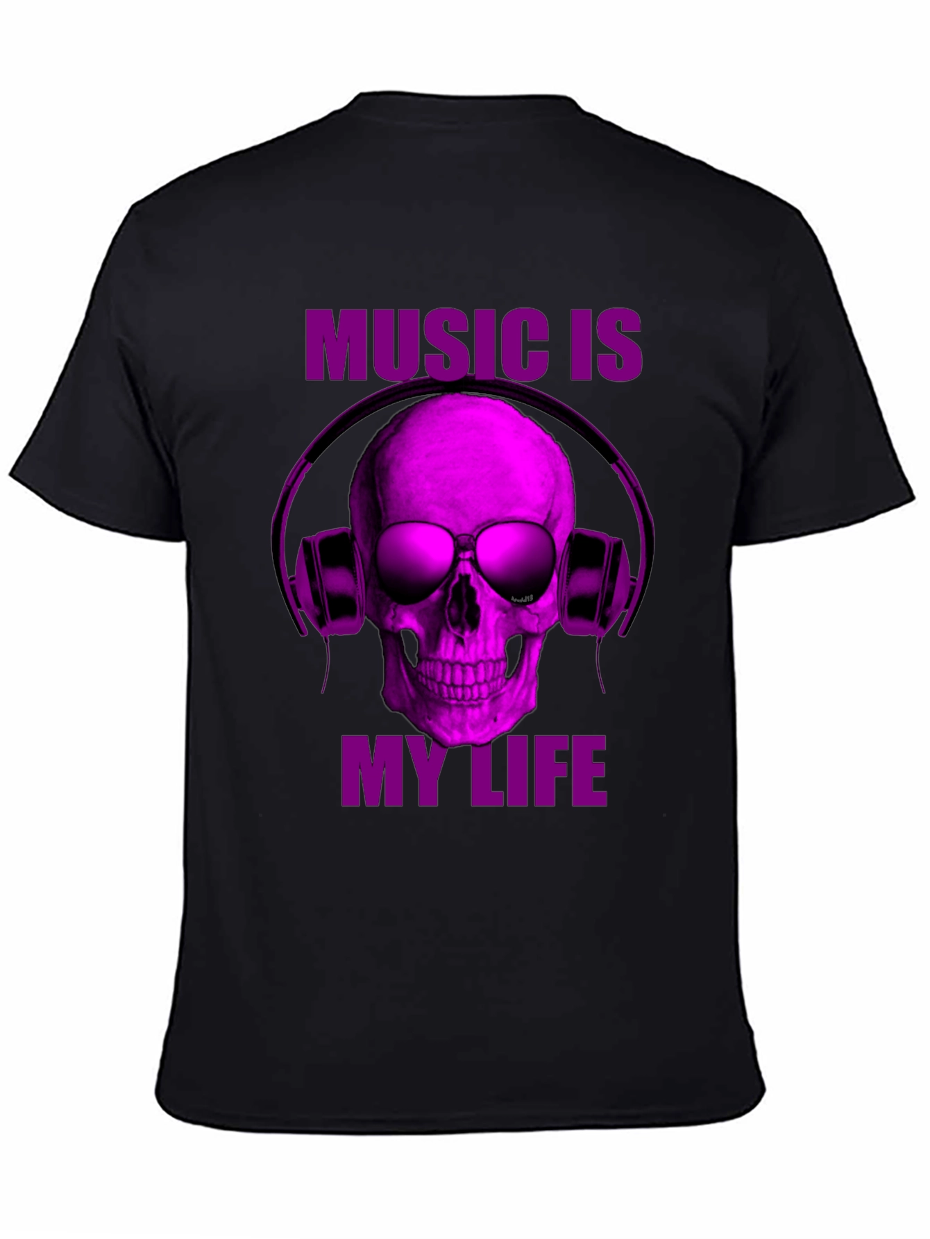 Black Music is My Life Skull Graphic T-Shirt view 4
