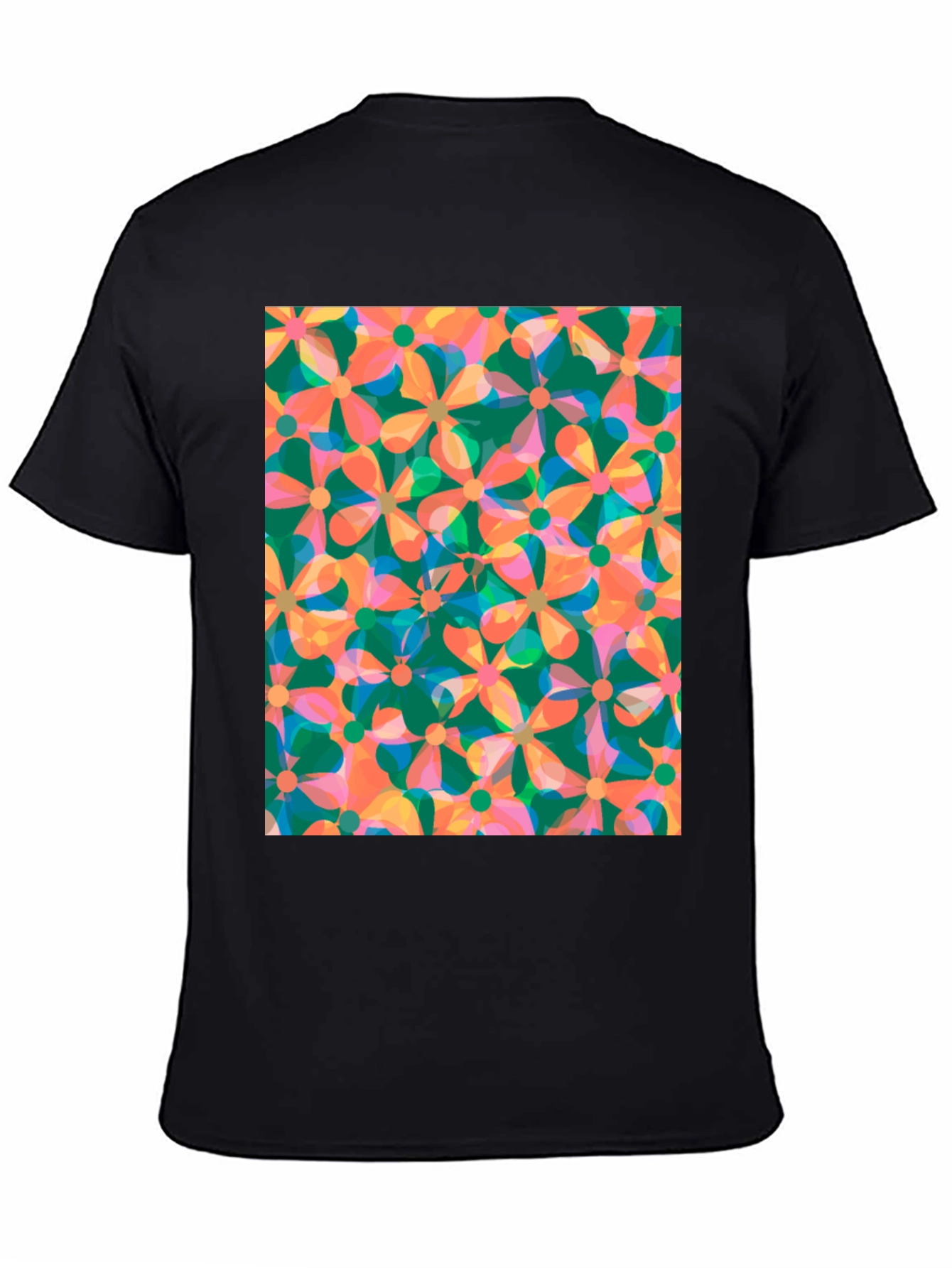 Black Retro Floral Print Black T-Shirt view 4