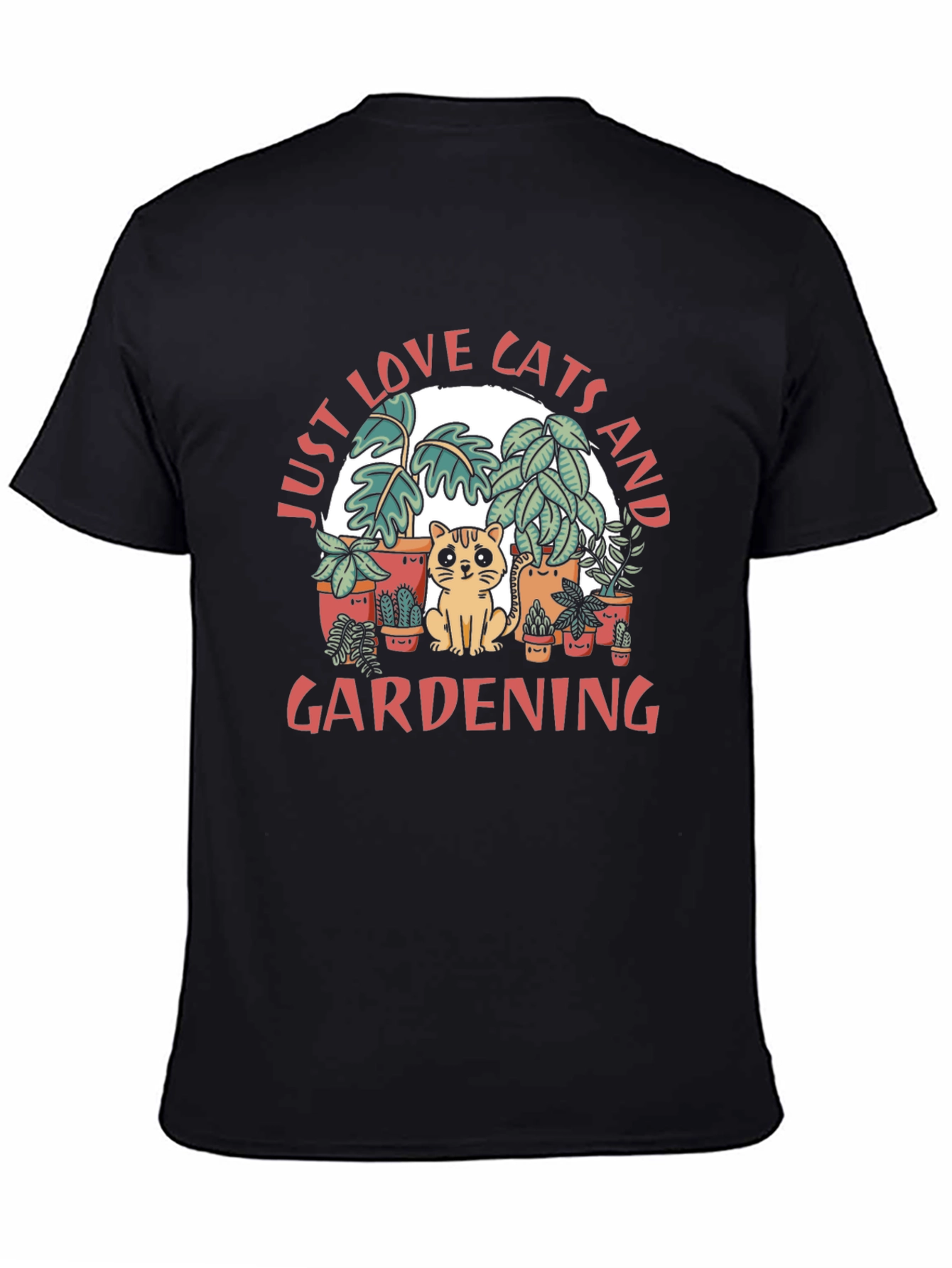 Black Just Love Cats and Gardening Graphic T-Shirt view 4