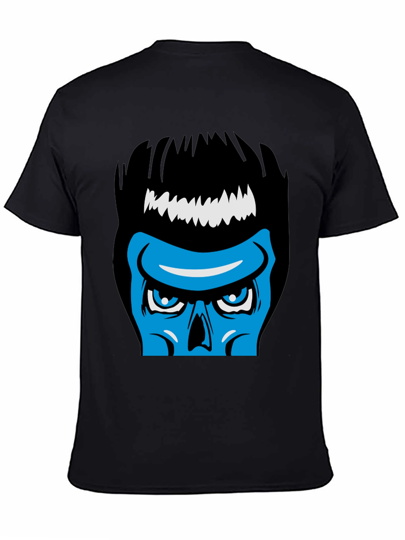 Black Blue Skull Graphic Black T-Shirt - Cool & Edgy Design view 4