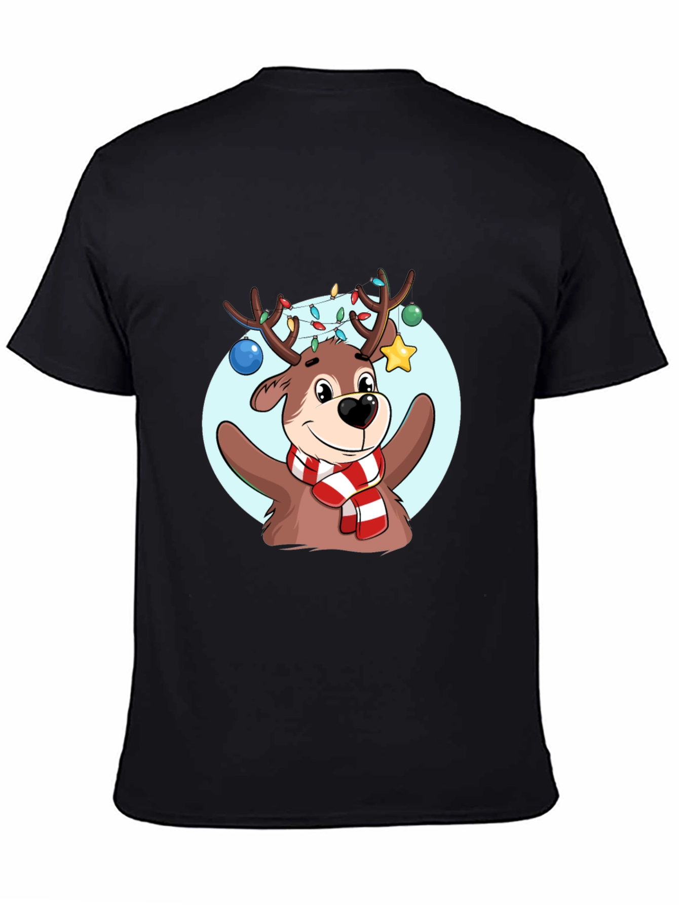 Black Festive Reindeer Graphic Tee - Holiday Cheer view 4