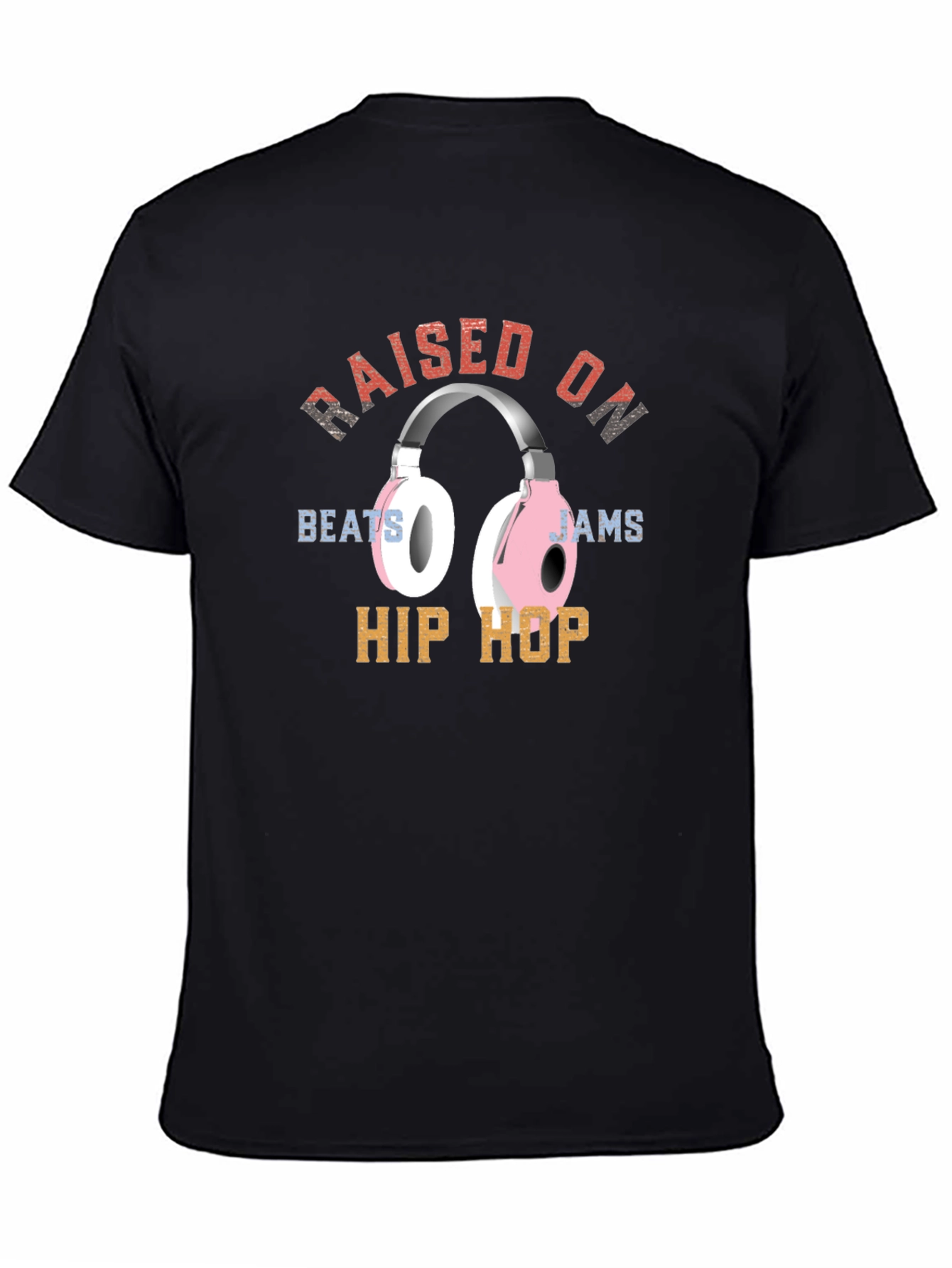 Black Raised On Beats Hip Hop T-Shirt view 4