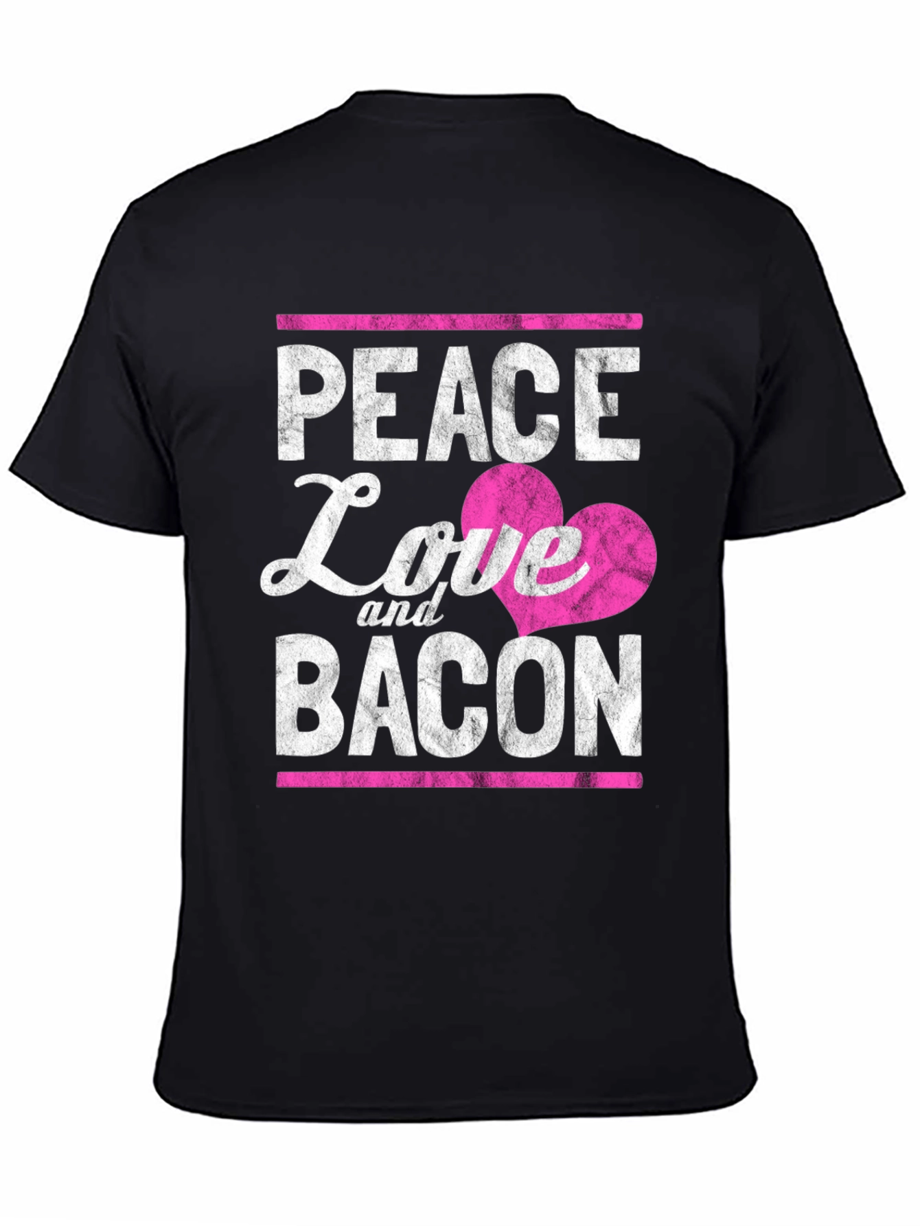 Black Peace Love and Bacon T-Shirt - Funny Foodie Tee view 4