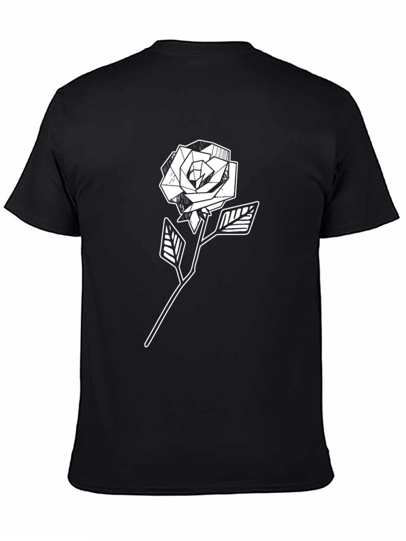 Black Geometric Rose Graphic Tee - Modern Style view 4