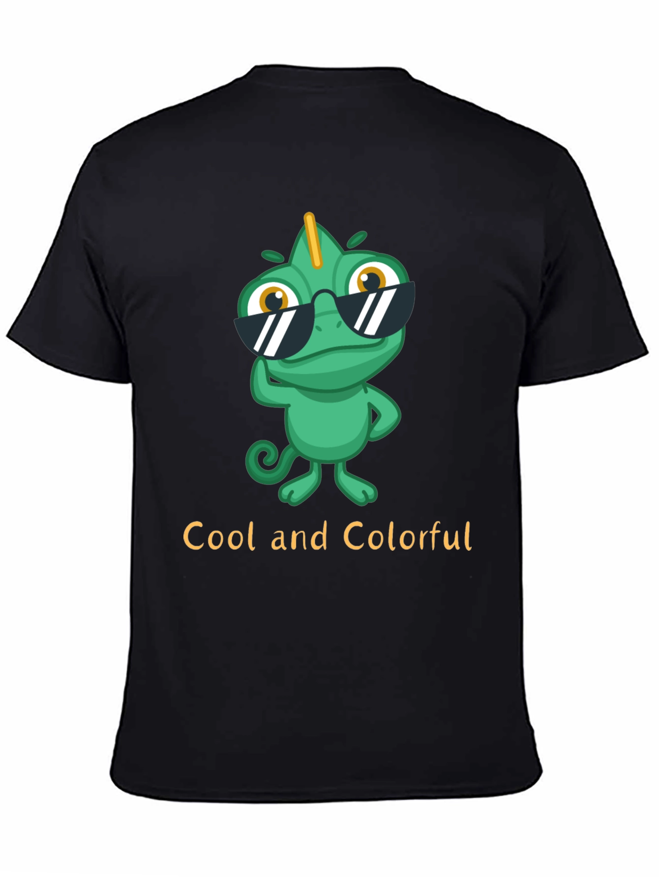 Black Cool Chameleon T-Shirt - Unique Colorful Design view 4