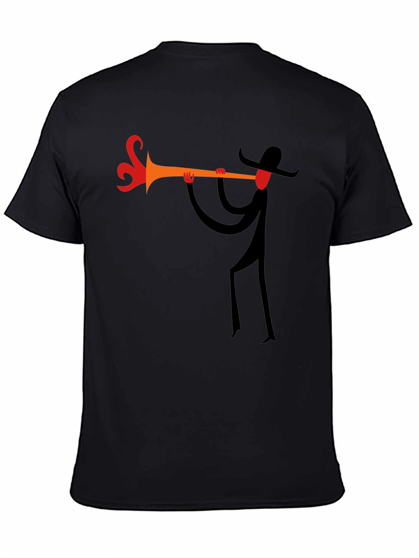 Black Abstract Trumpet Player Black T-Shirt view 4