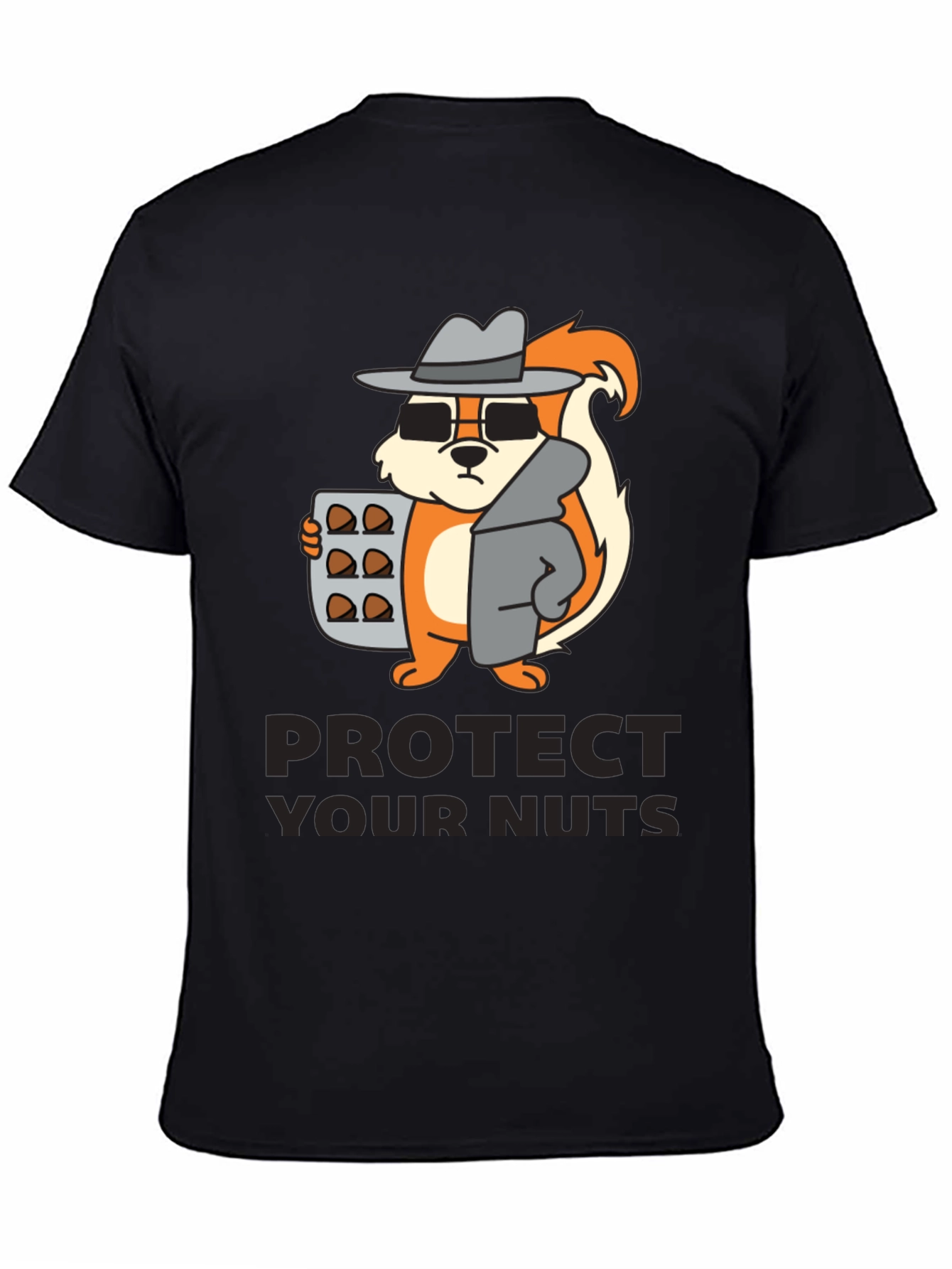 Black Protect Your Nuts Novelty Graphic Tee view 4