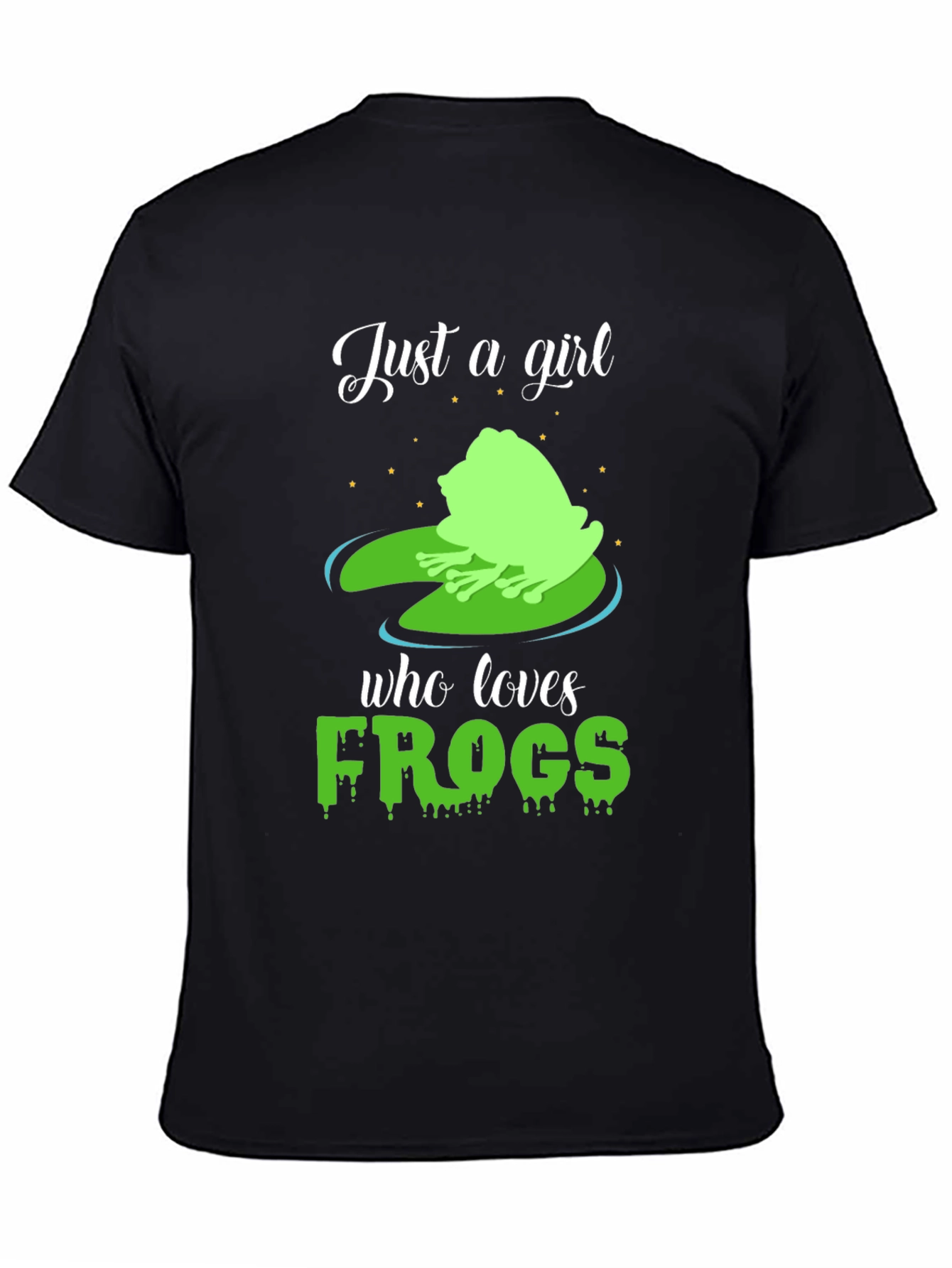Black Just A Girl Who Loves Frogs T-Shirt view 4