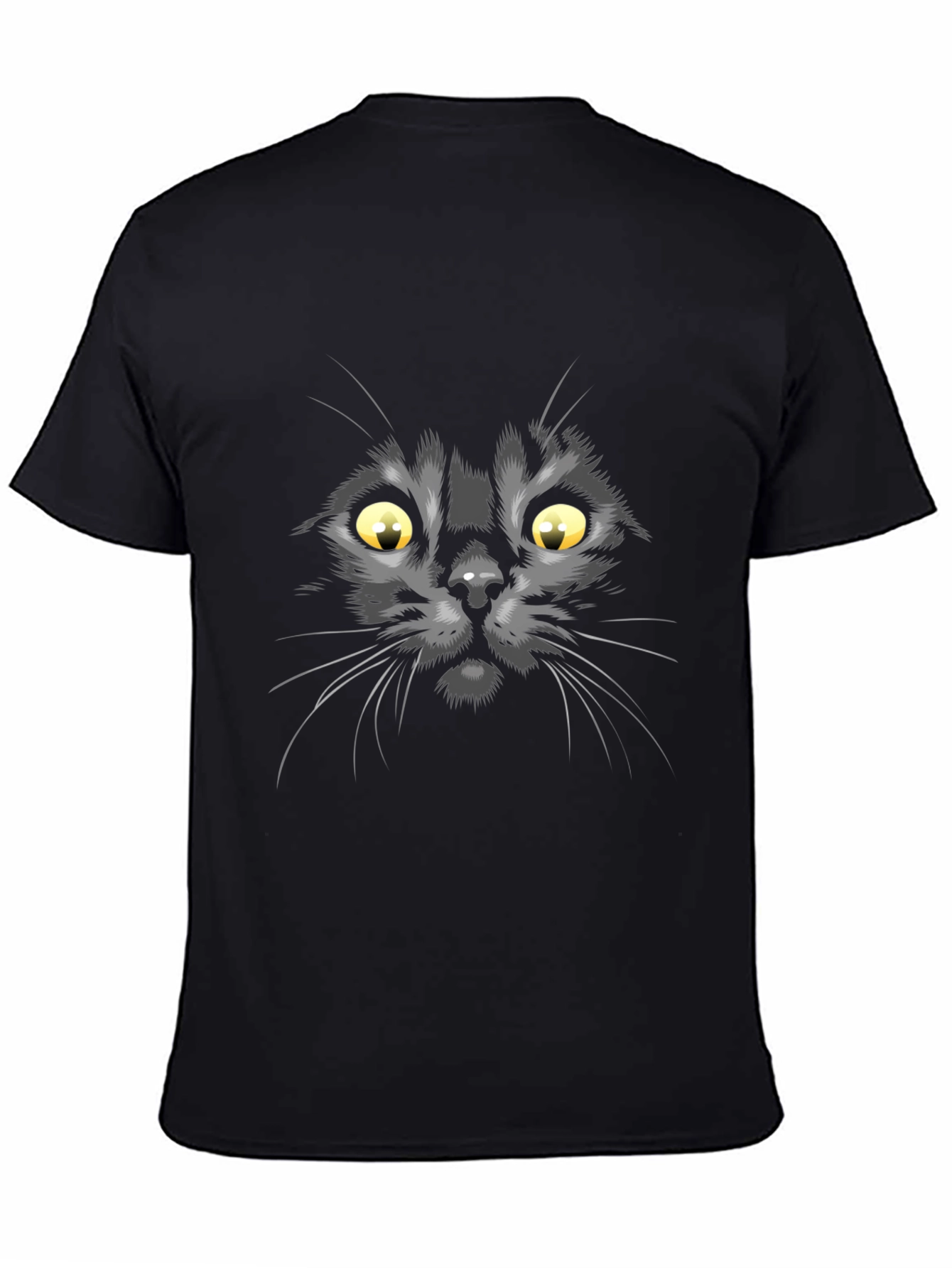 Black Black Cat Face Graphic T-Shirt view 4