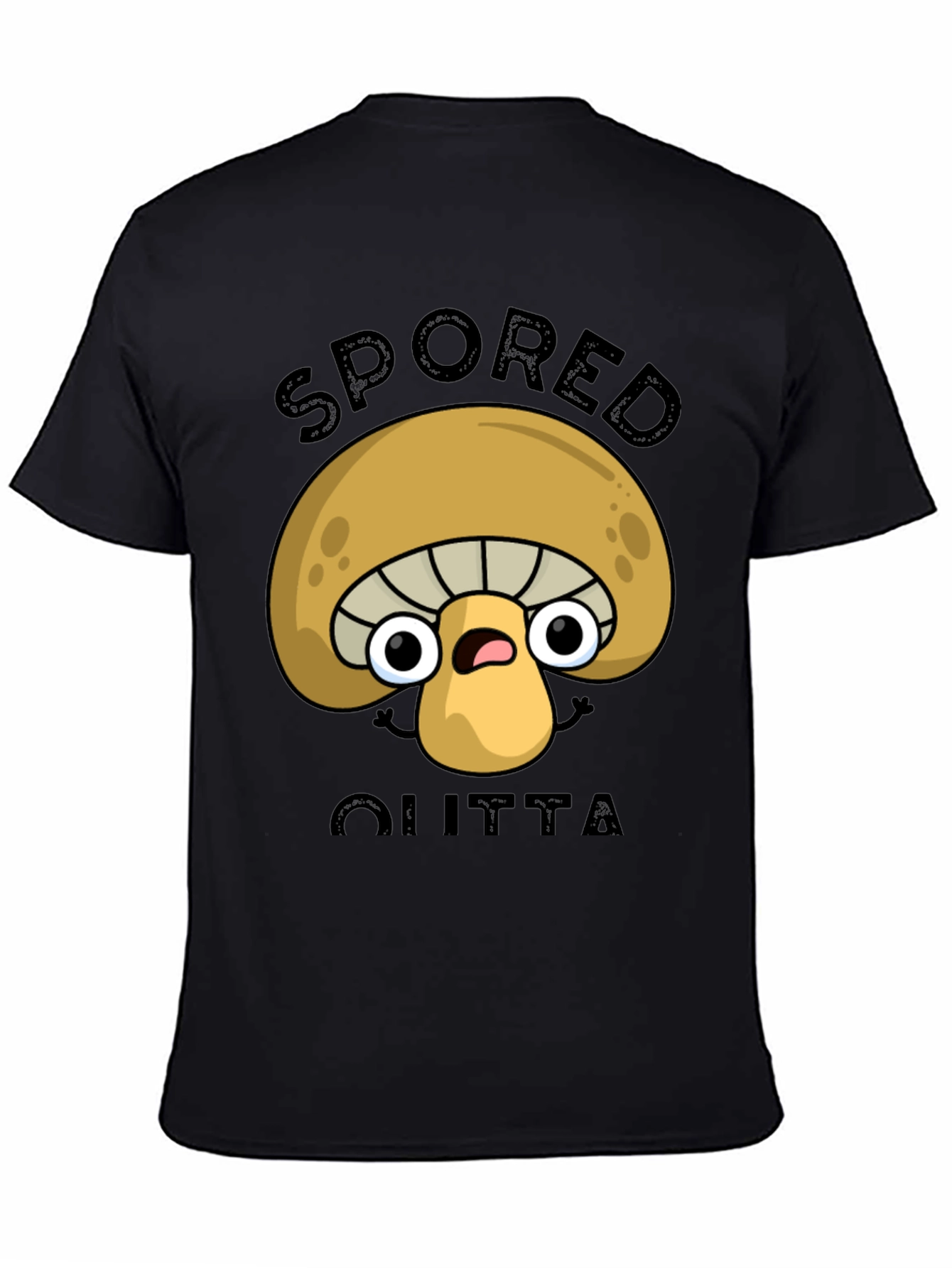 Black Spored Outta Shirt - Funny Mushroom Graphic Tee view 4