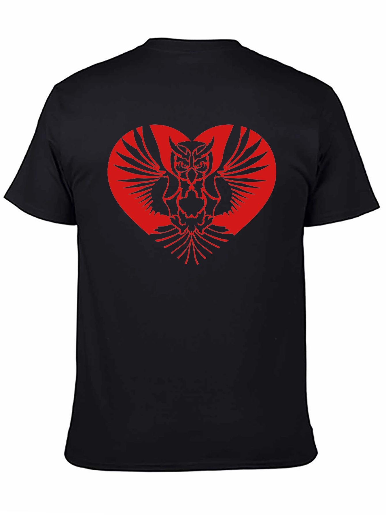 Black Owl Heart Graphic T-Shirt - Black view 4