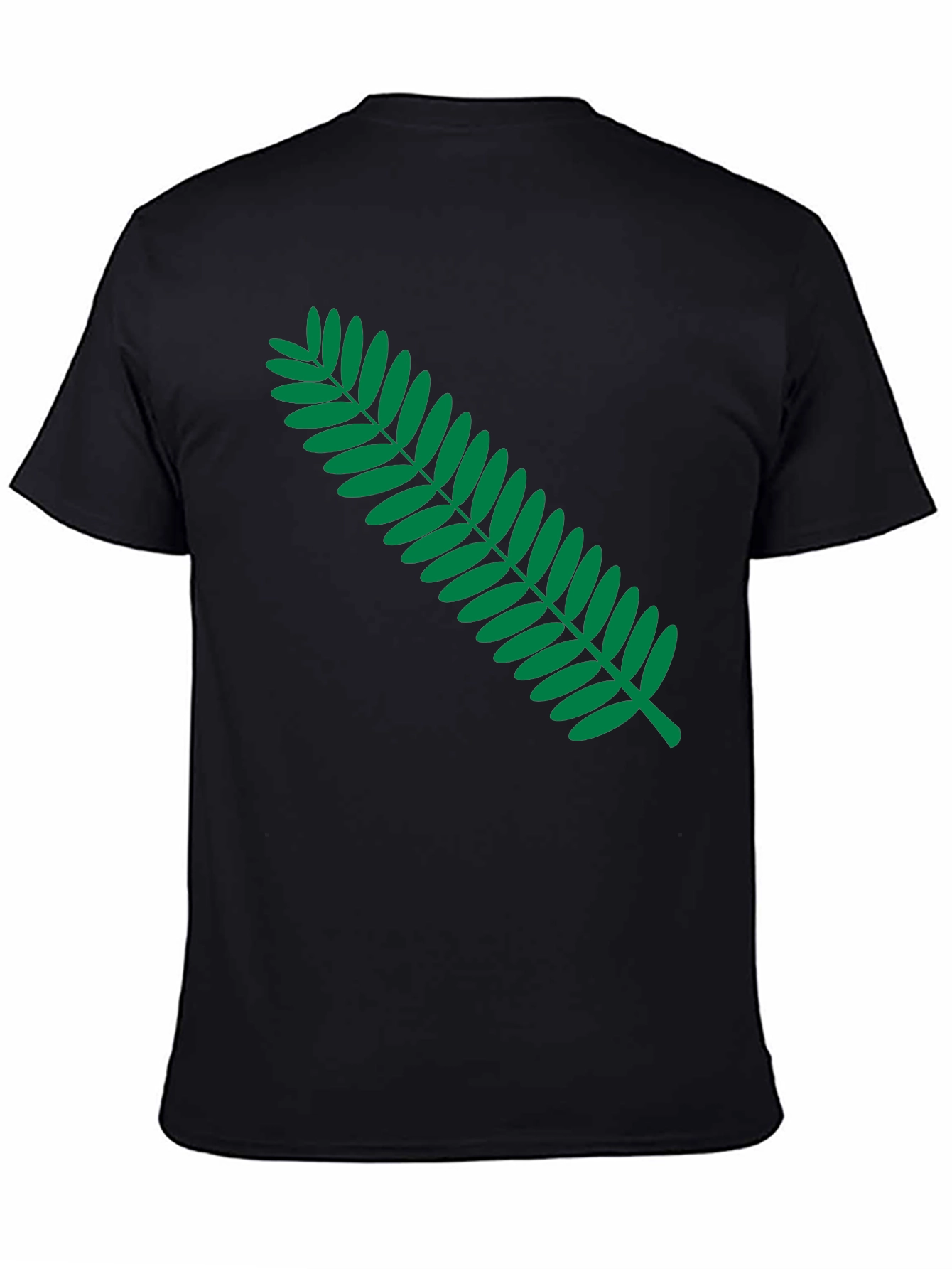 Black Black T-Shirt with Green Fern Graphic Print view 4