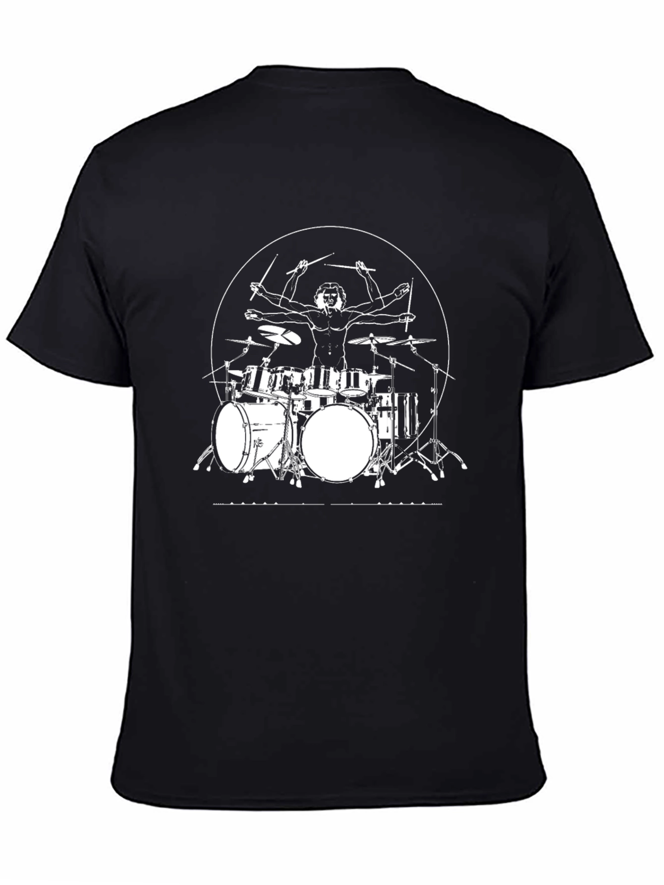 Drummer Anatomy T-Shirt - Black Cotton Tee - 4