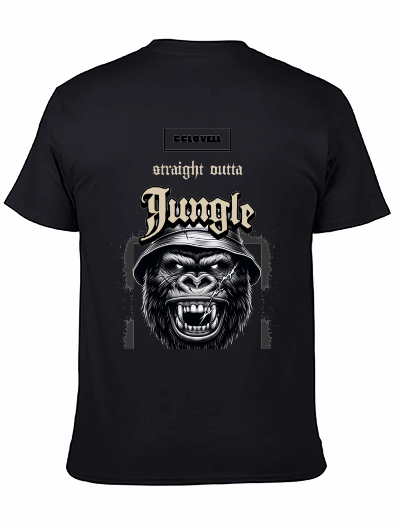 Black Straight Outta Jungle Gorilla Graphic Tee - Black view 4