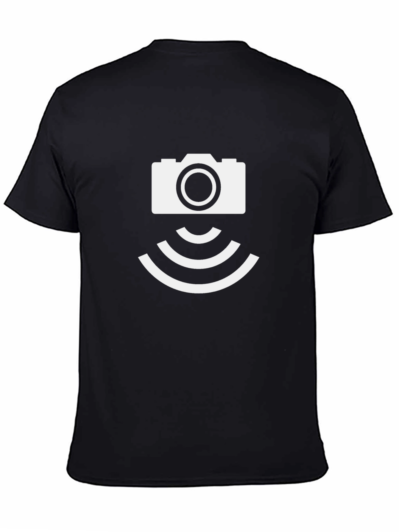 Black Camera Signal T-Shirt - Black Crew Neck Tee view 4