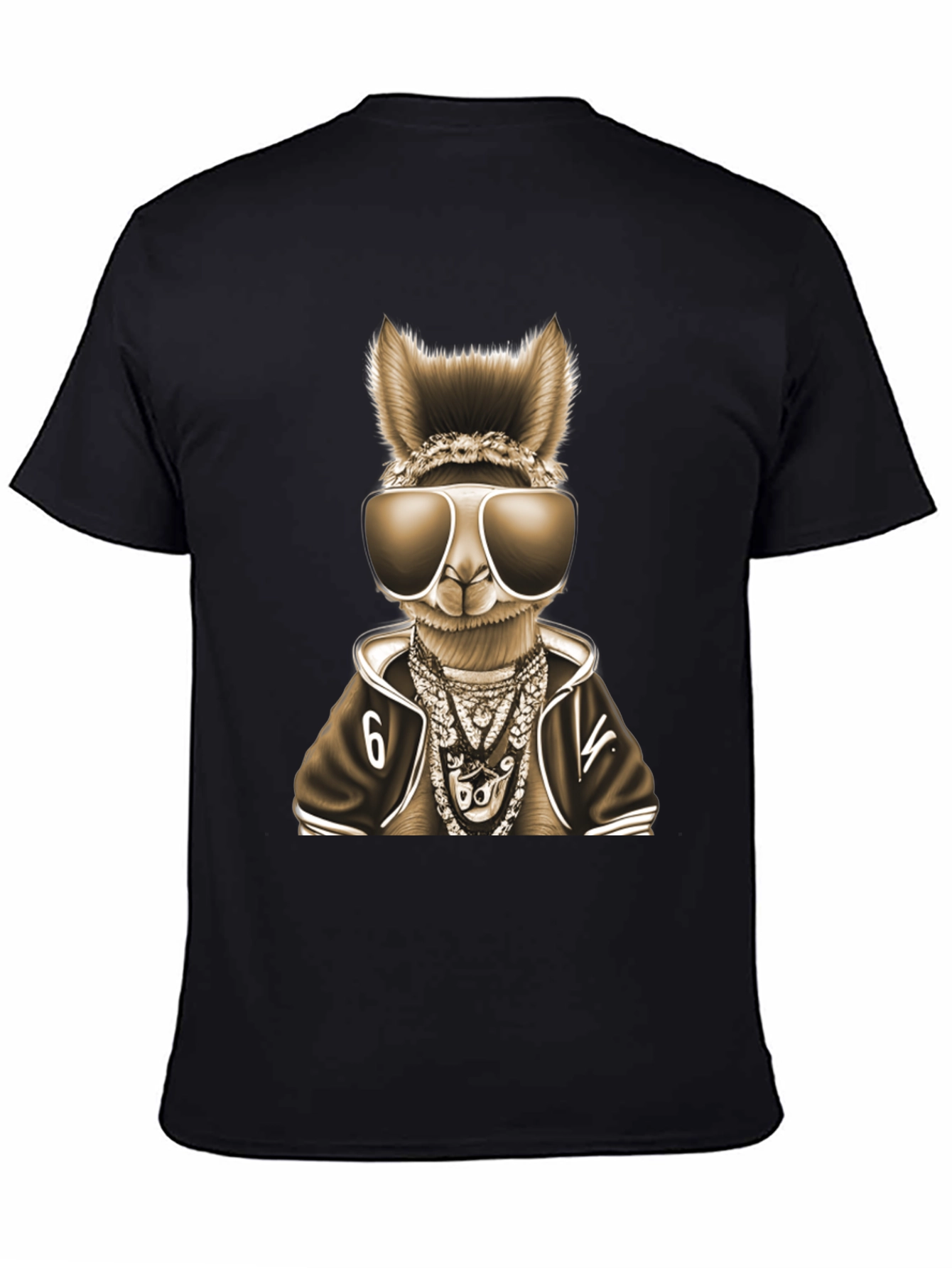 Black Cool Llama Graphic Tee view 4