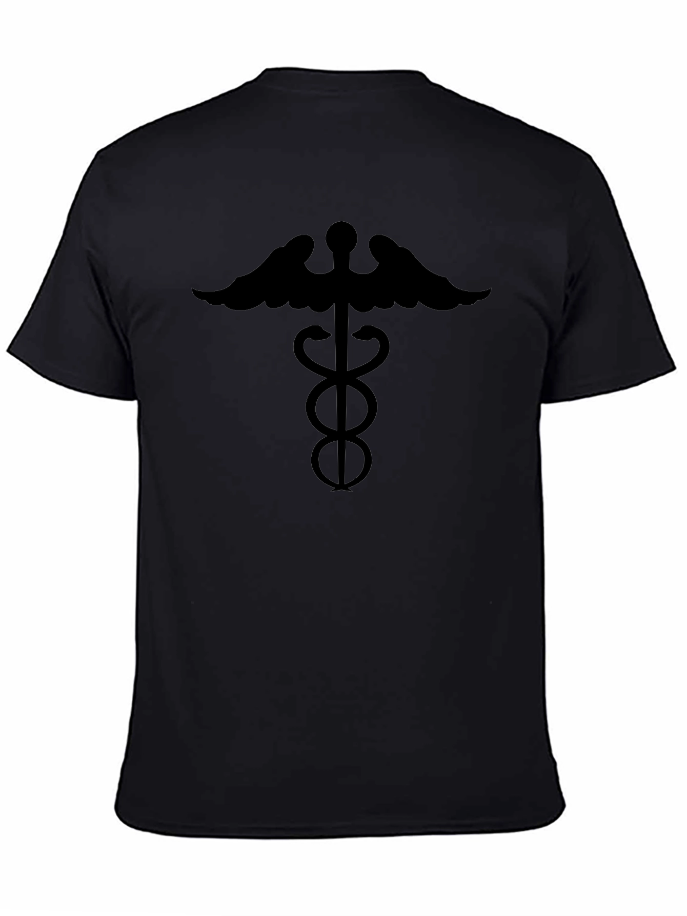 Black Caduceus Symbol Graphic T-Shirt view 4