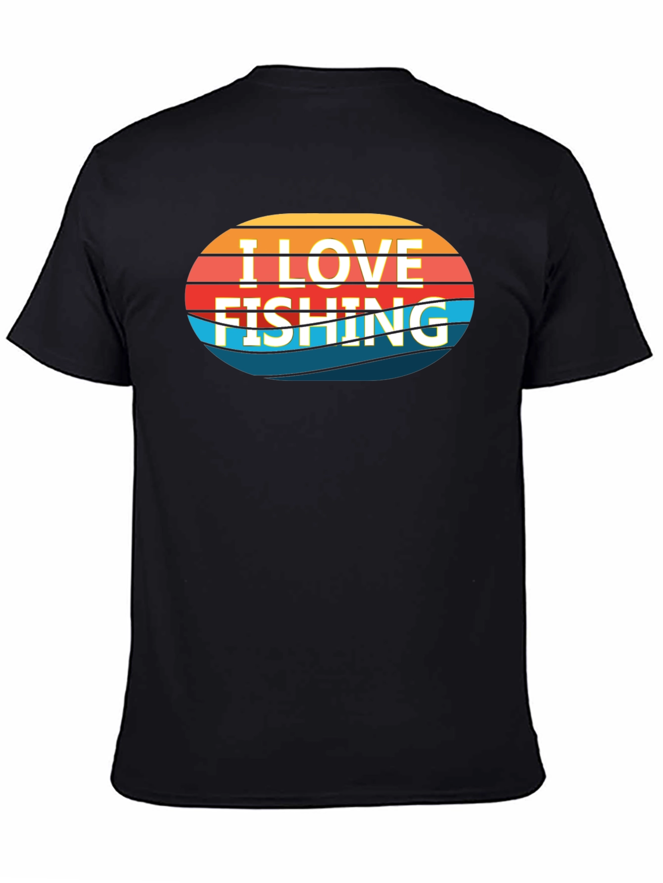 Black I Love Fishing Graphic Tee - Black Cotton T-Shirt view 4