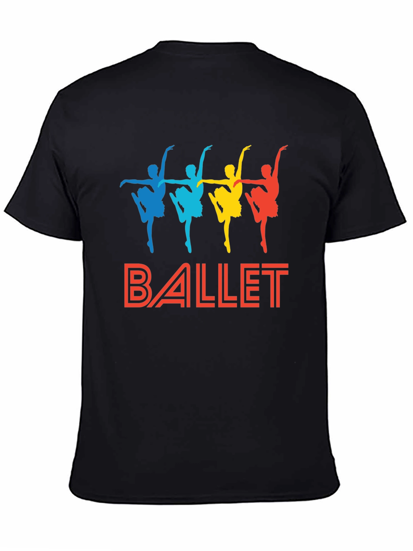 Black Ballet Dancer Graphic Tee - Black Cotton T-Shirt view 4
