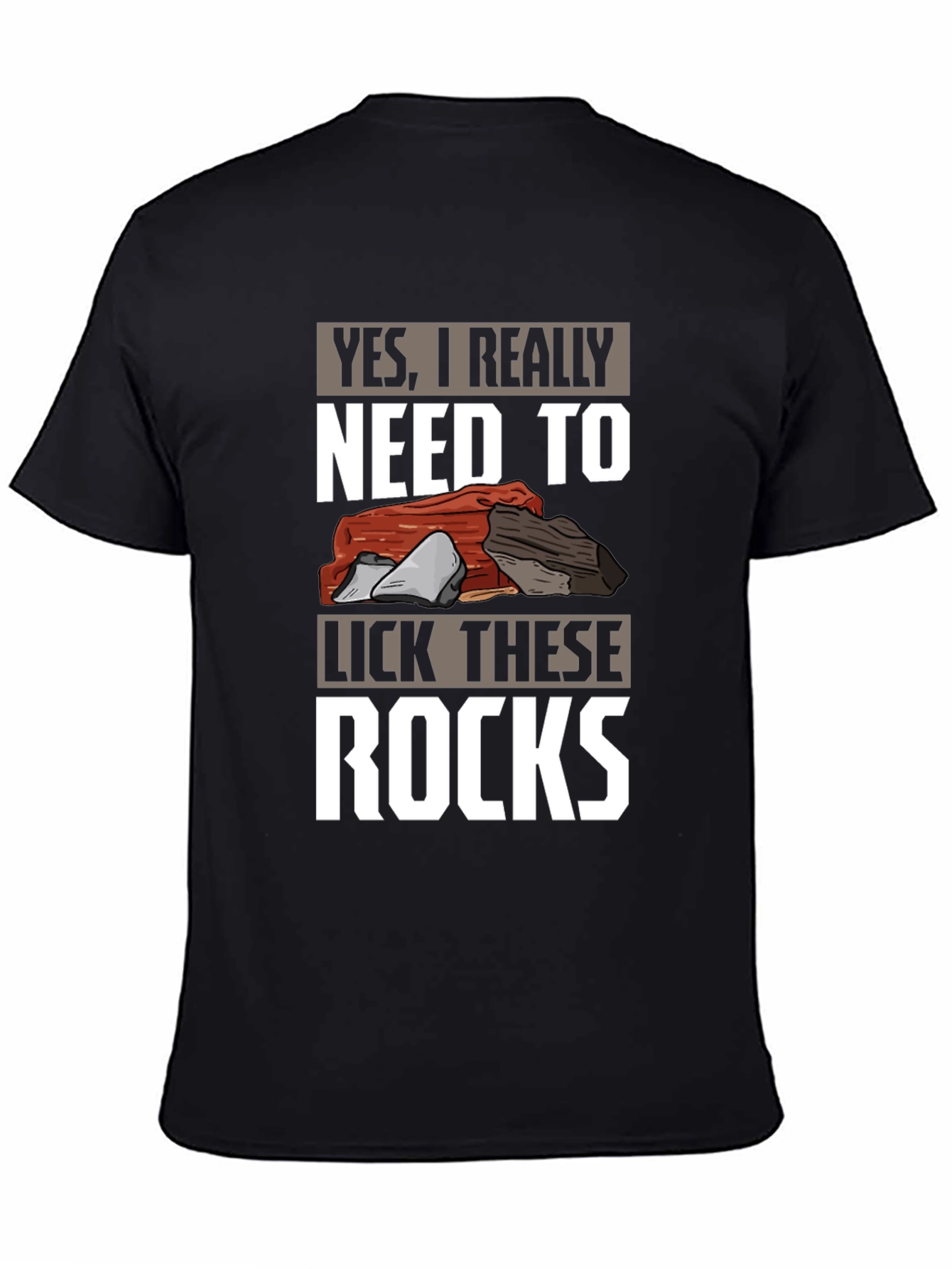 Black Funny Rock Licking T-Shirt - Geologist Humor view 4