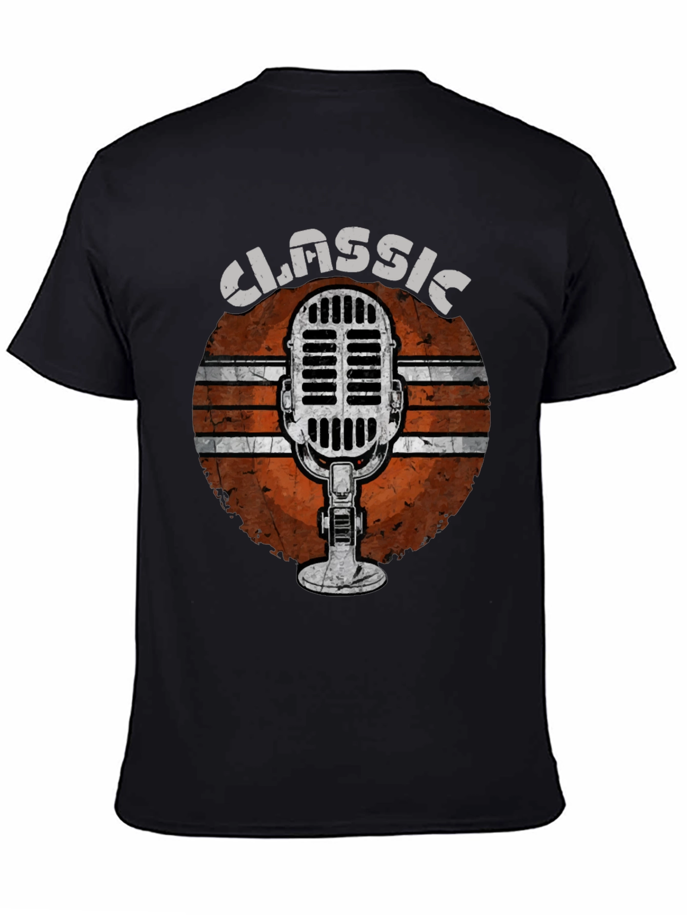 Black Classic Microphone Graphic Tee view 4